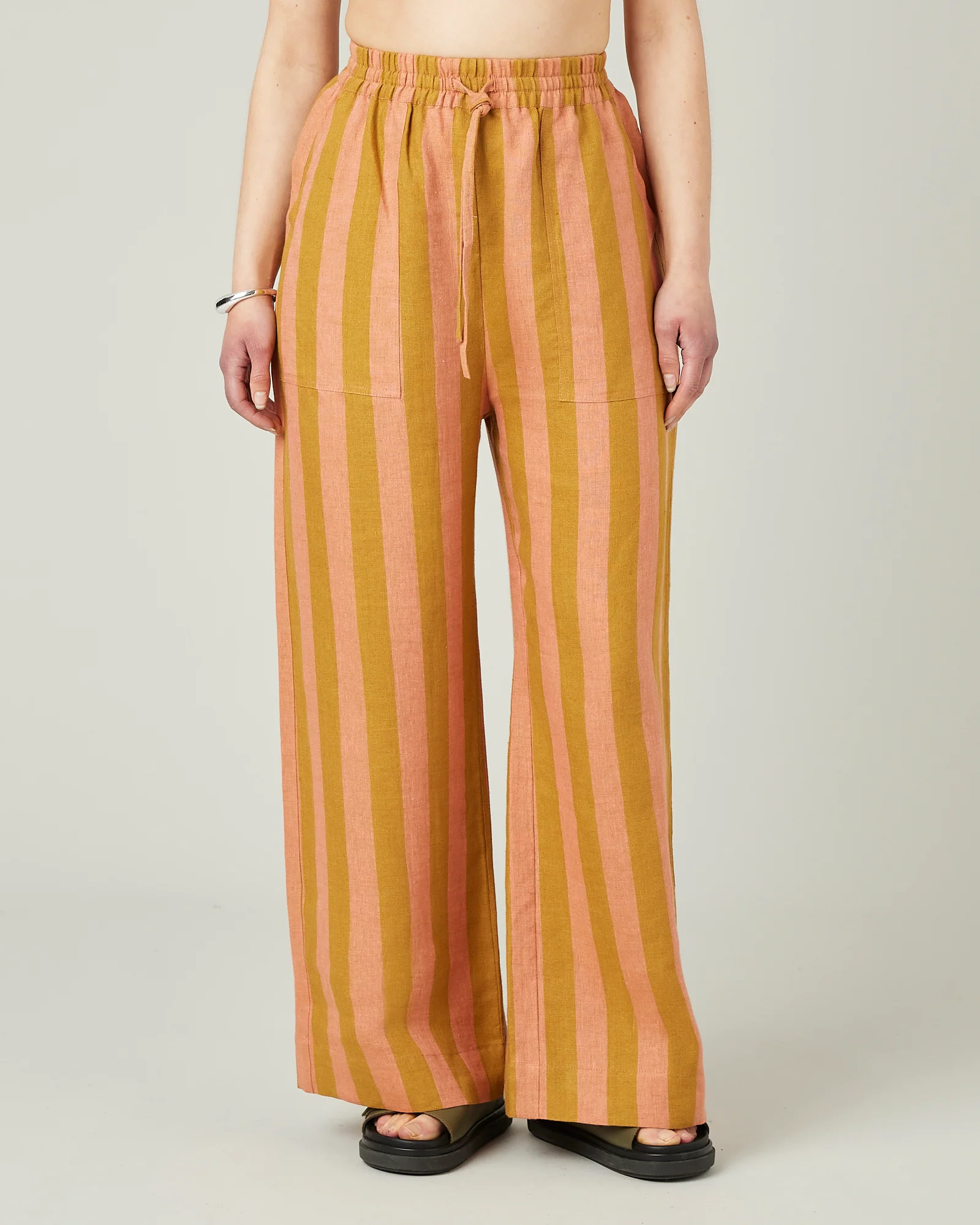 Lexi Pollen Stripe Linen Trousers - Image 3