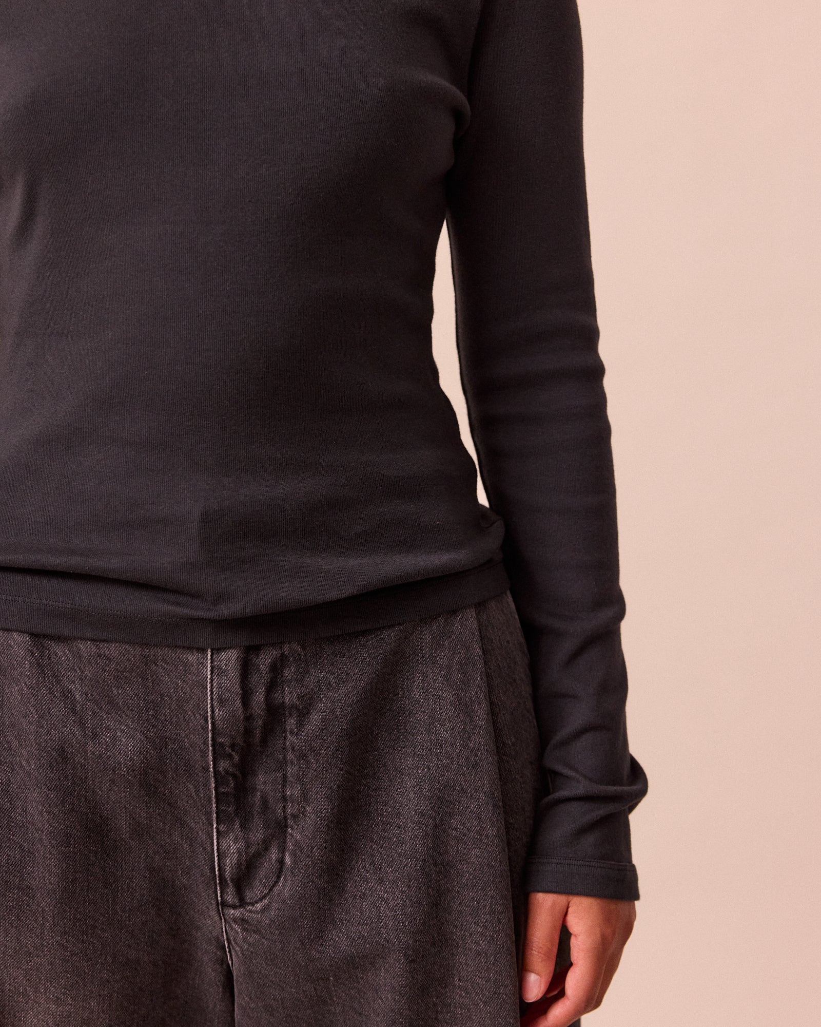 Lila Washed Black Jersey Top - Image 3