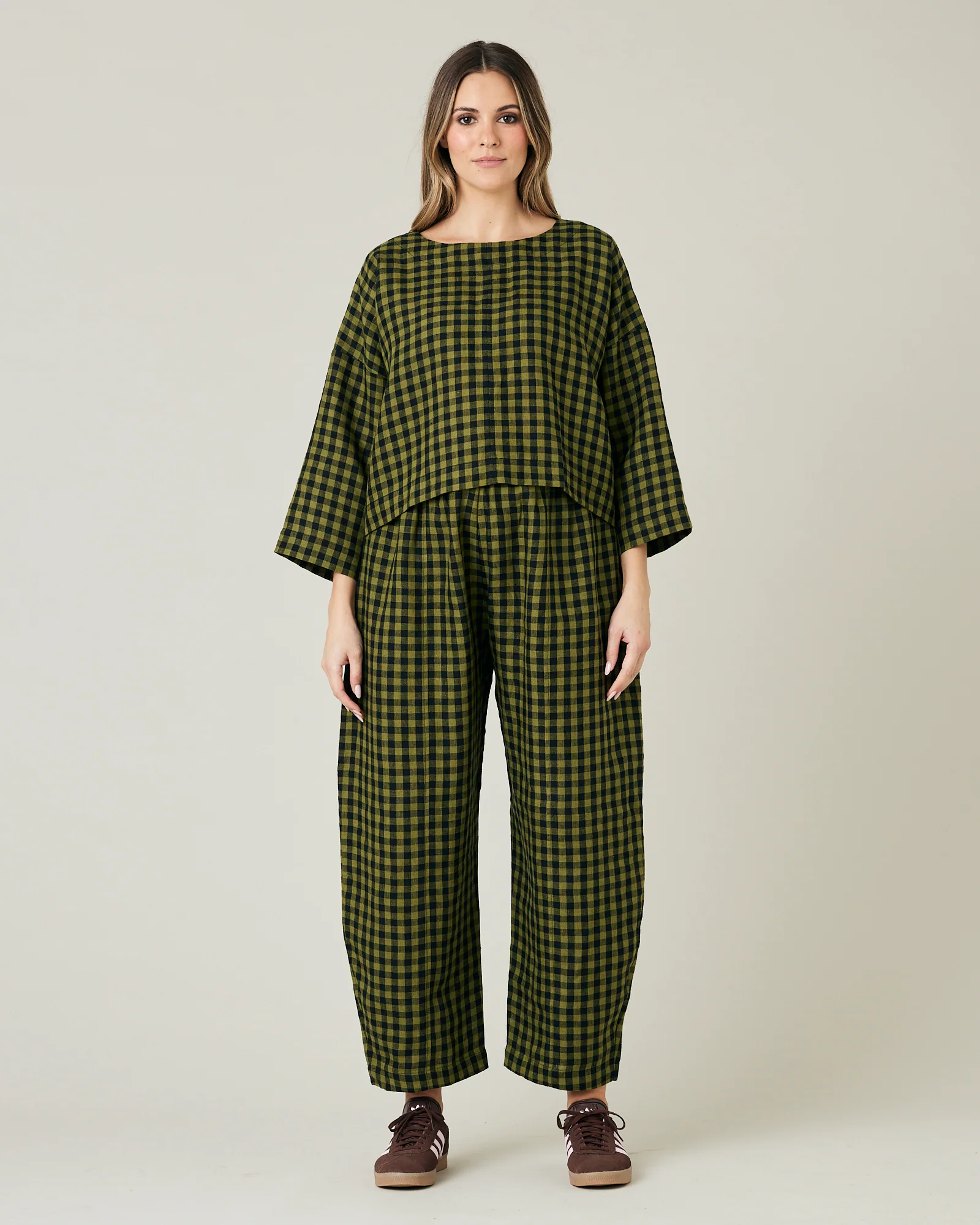 Lily Green Gingham Linen Top - Image 5