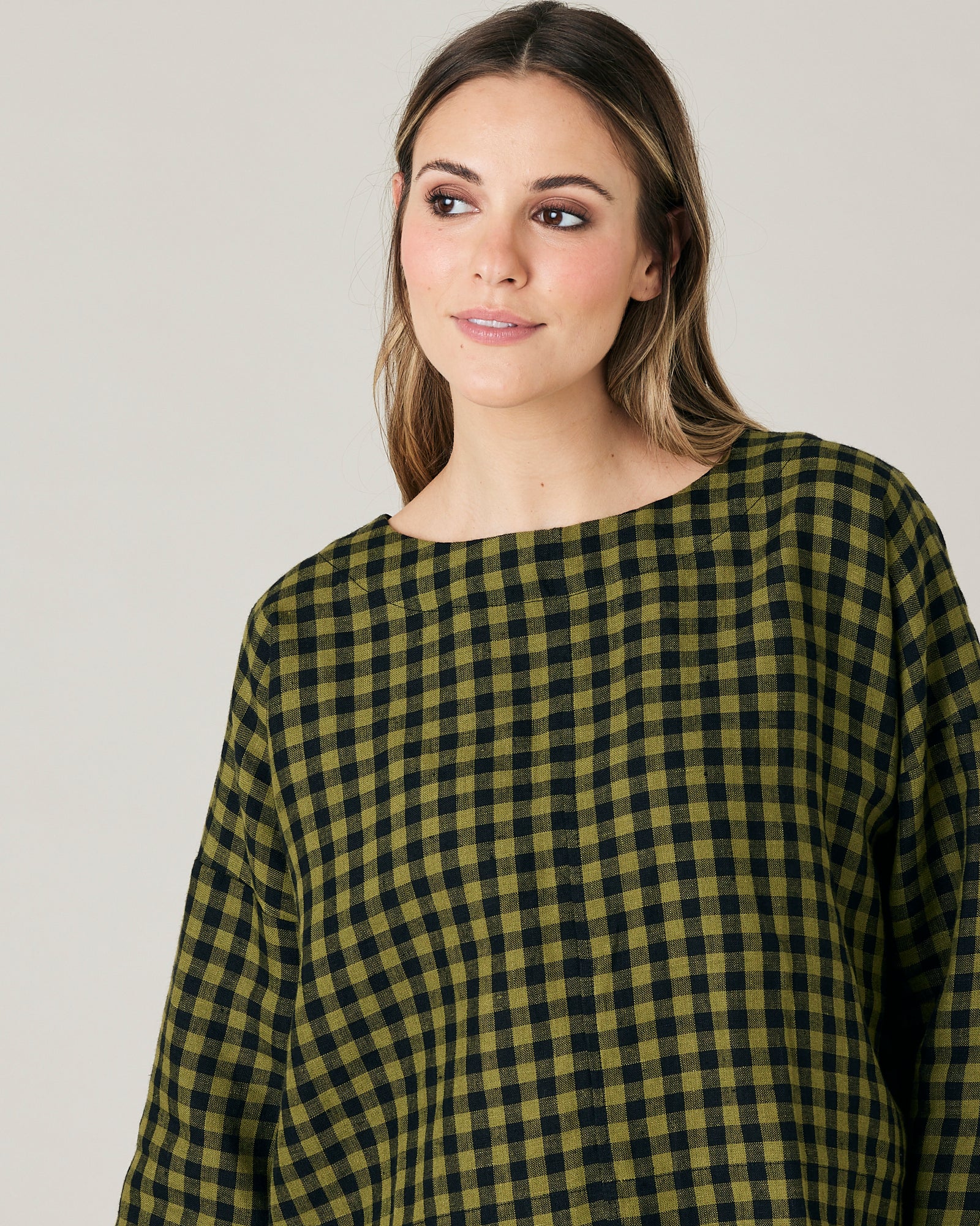 Lily Green Gingham Linen Top - Image 6