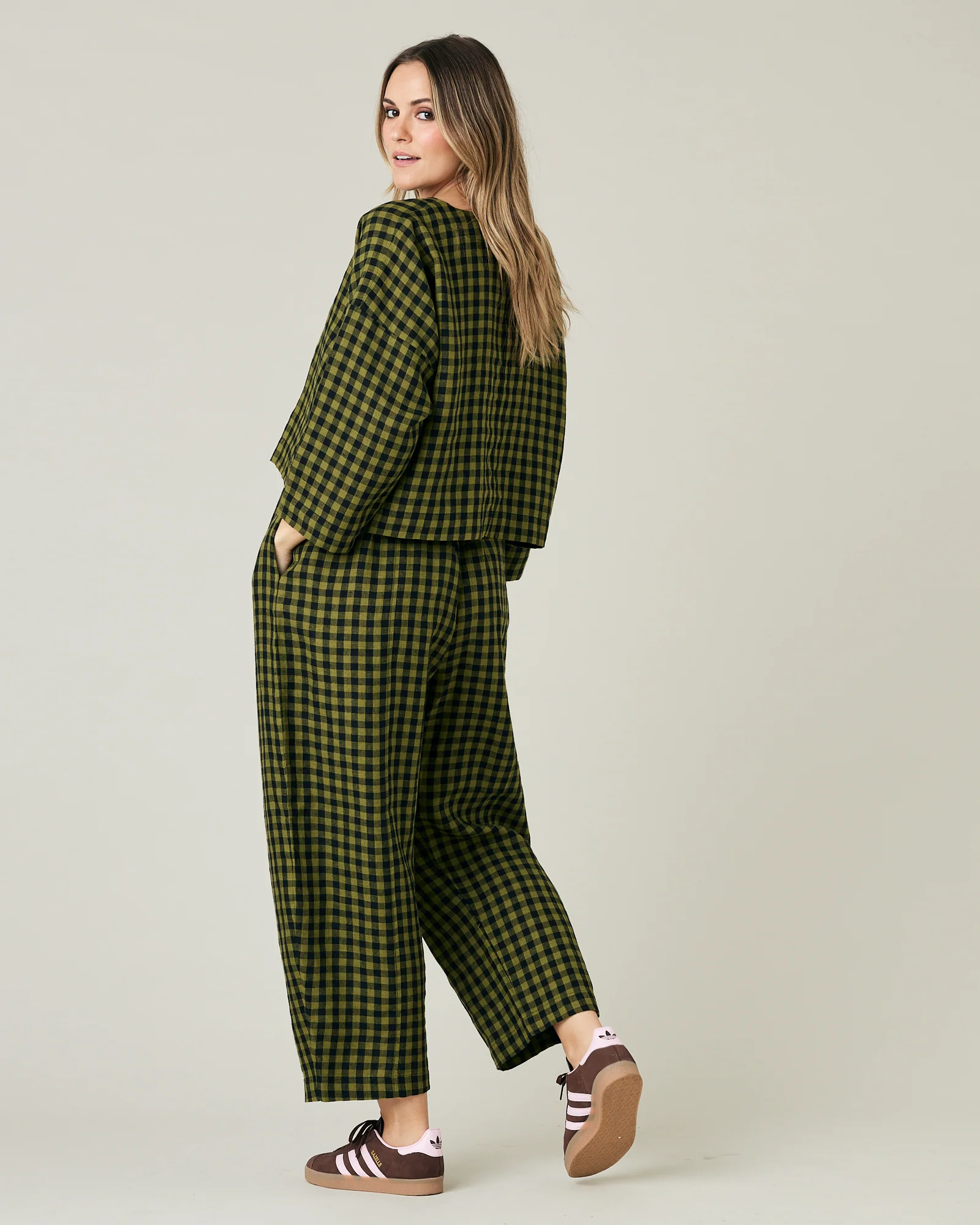 Lily Green Gingham Linen Top - Image 8