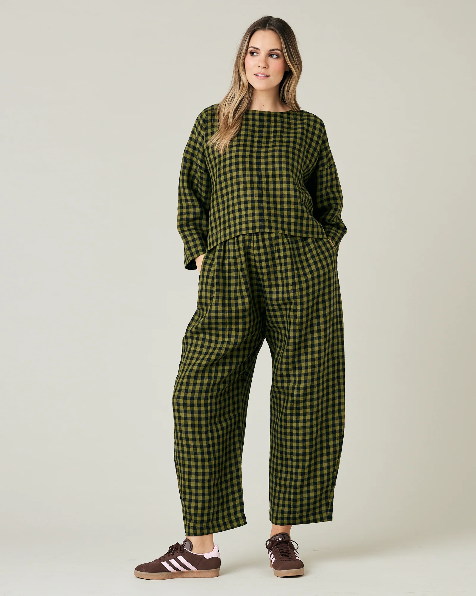 Lily Green Gingham Linen Top - Image 9
