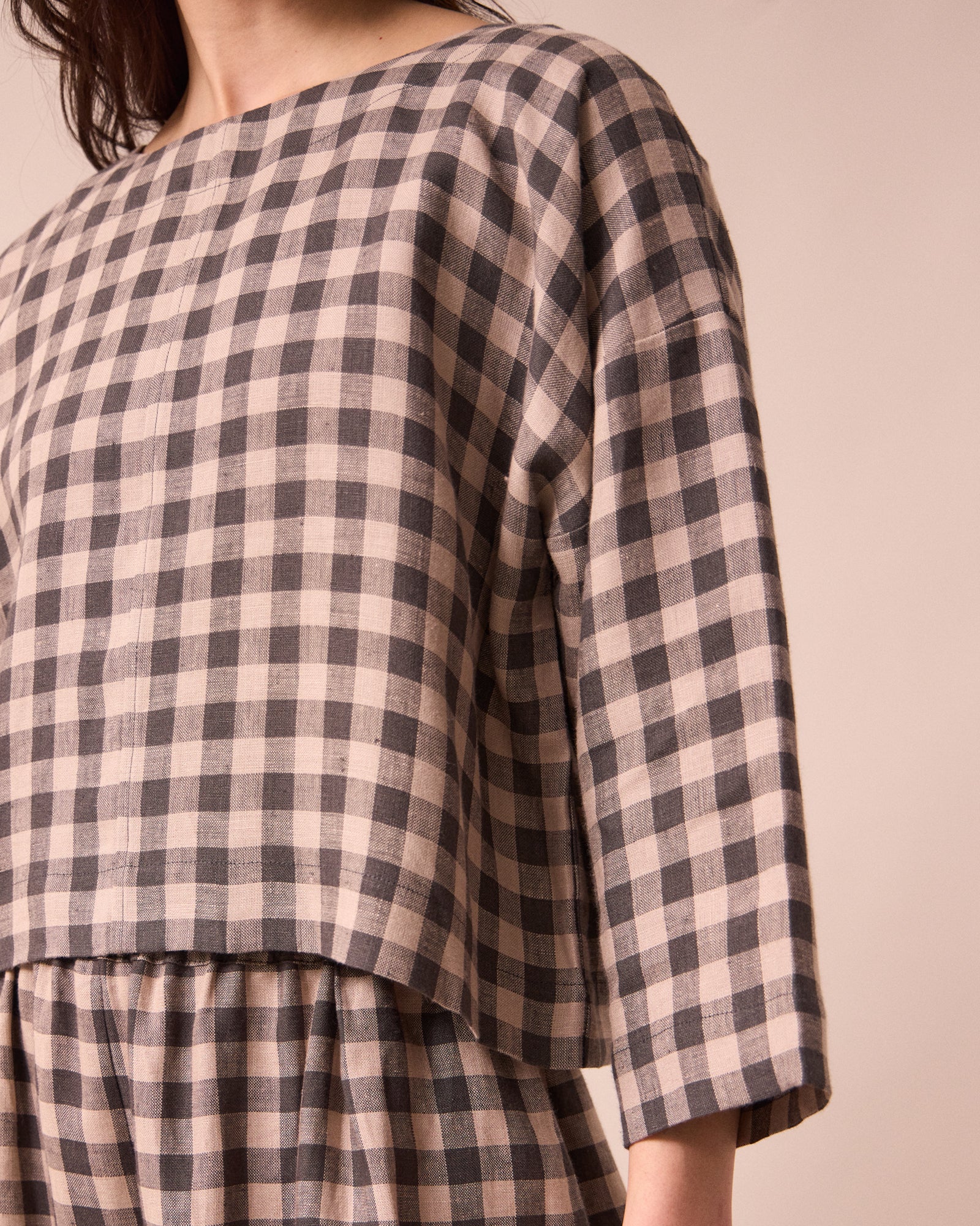 Lily Stone Gingham Linen Top - Image 3