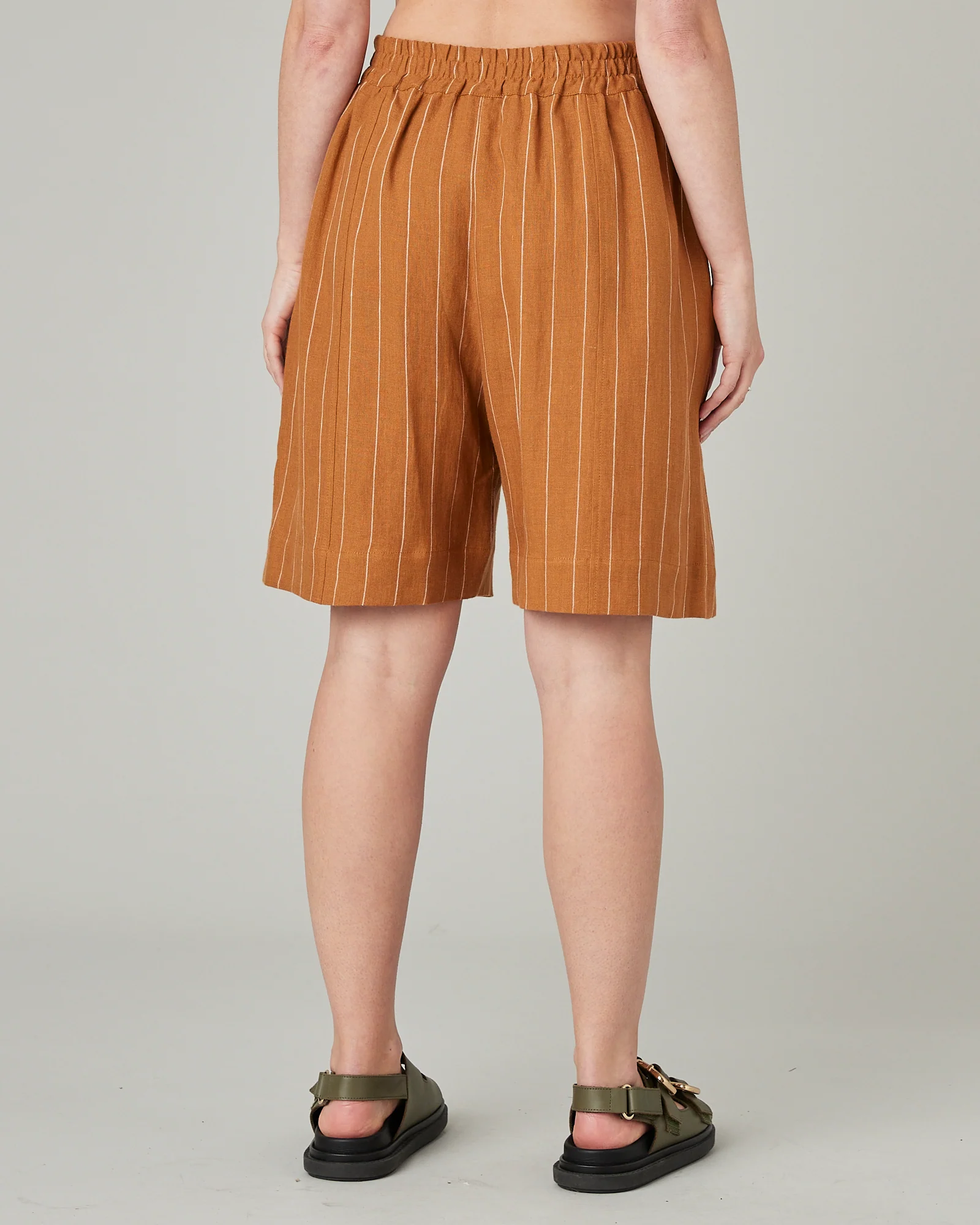 Liv Honey Pinstripe Linen Shorts - Image 10