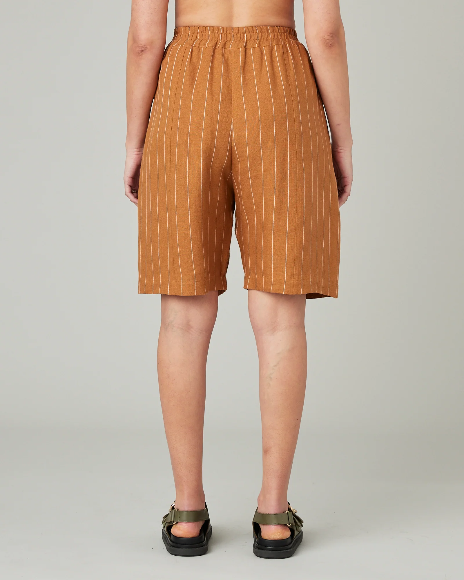 Liv Honey Pinstripe Linen Shorts - Image 4