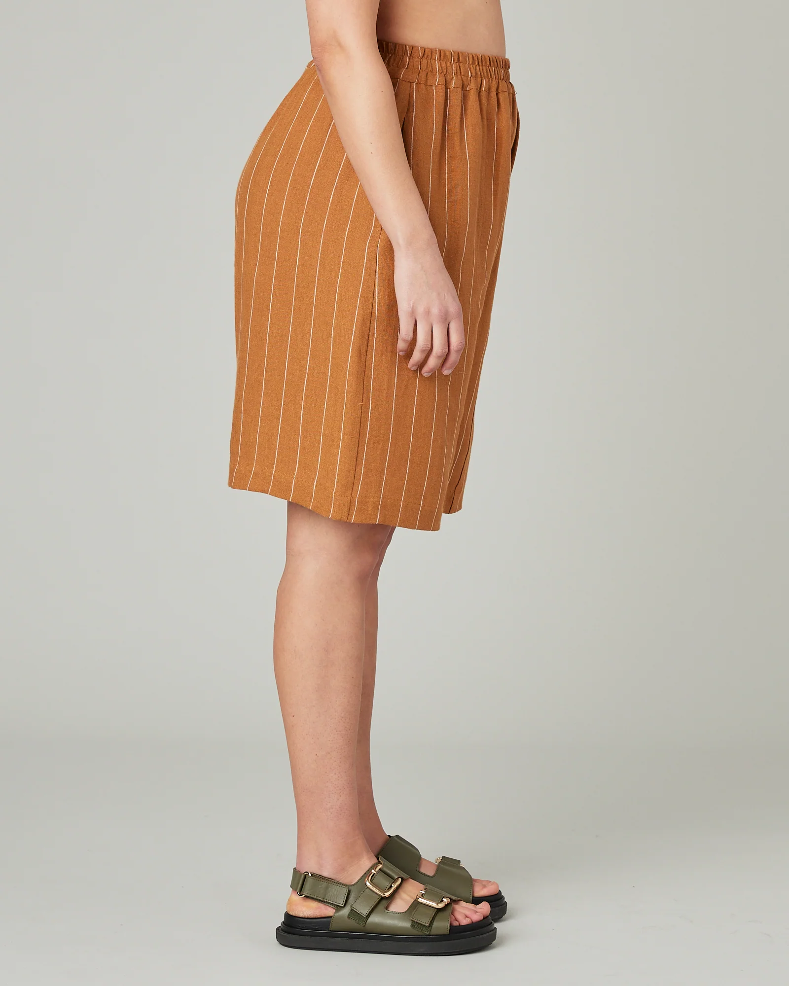 Liv Honey Pinstripe Linen Shorts - Image 5