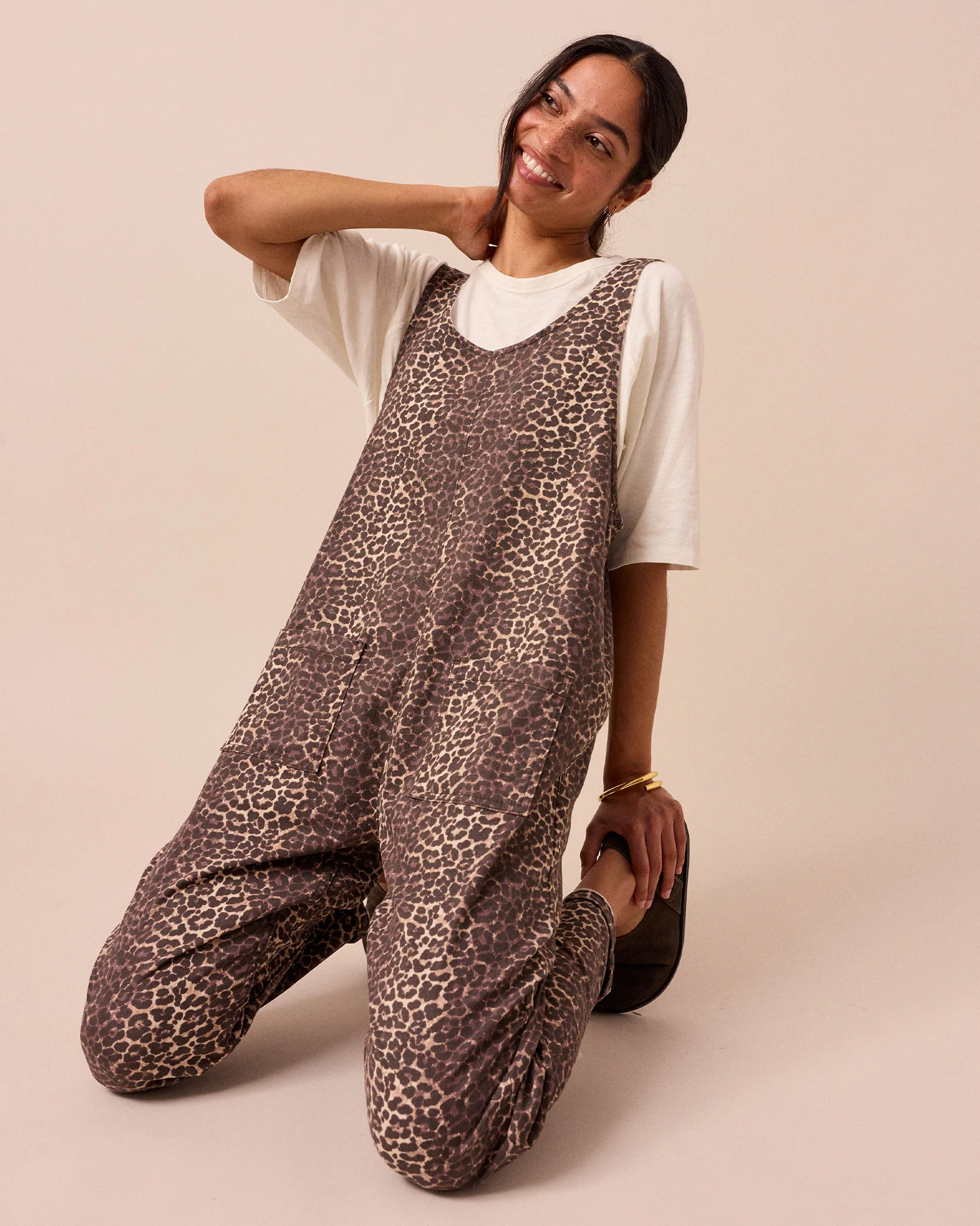 Lola Leopard Print Denim Jumpsuit - Image 3