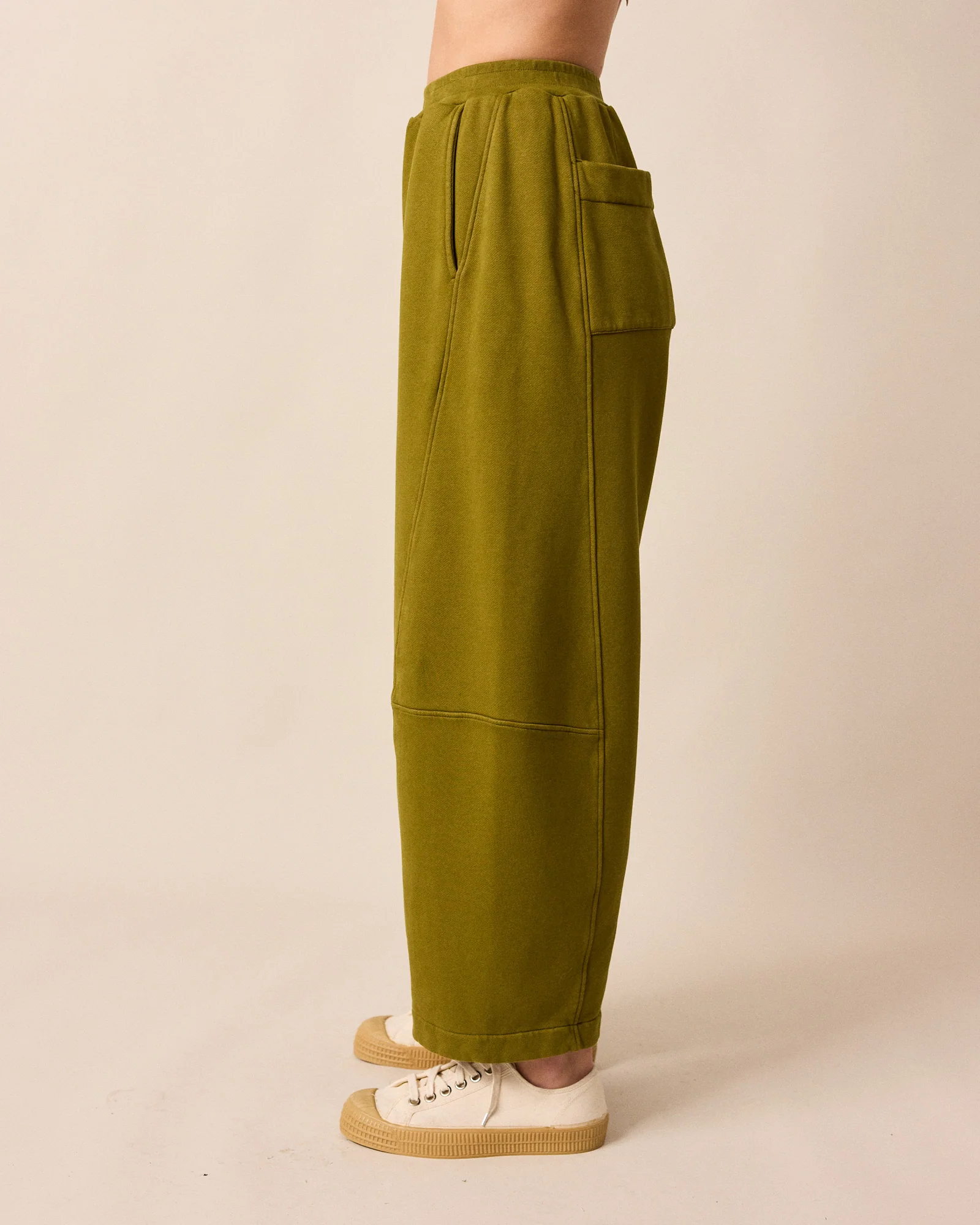 Lyra Fresh Olive Fleeceback Jersey Trousers - Image 4