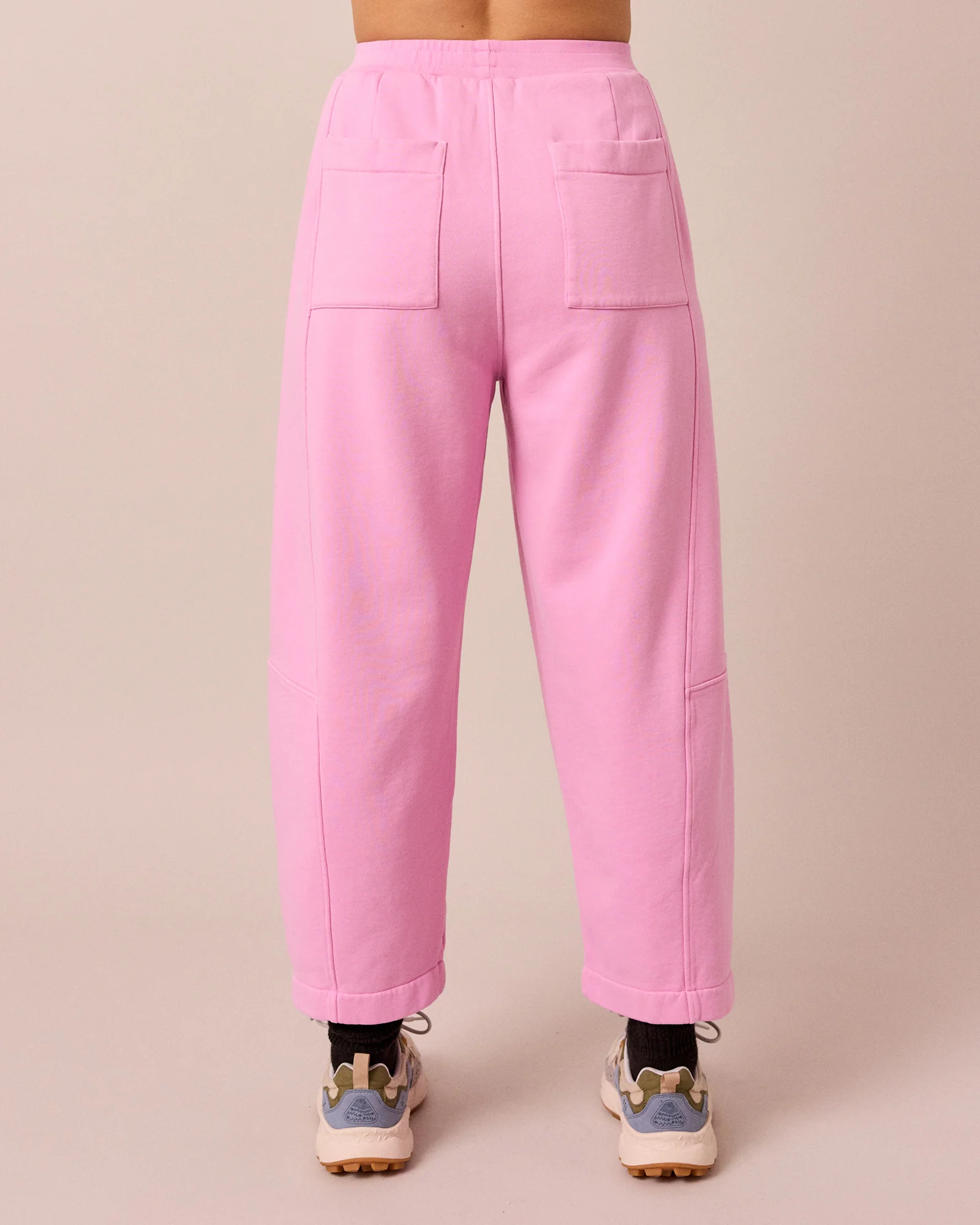 Lyra Washed Pink Fleeceback Jersey Trousers - Image 4