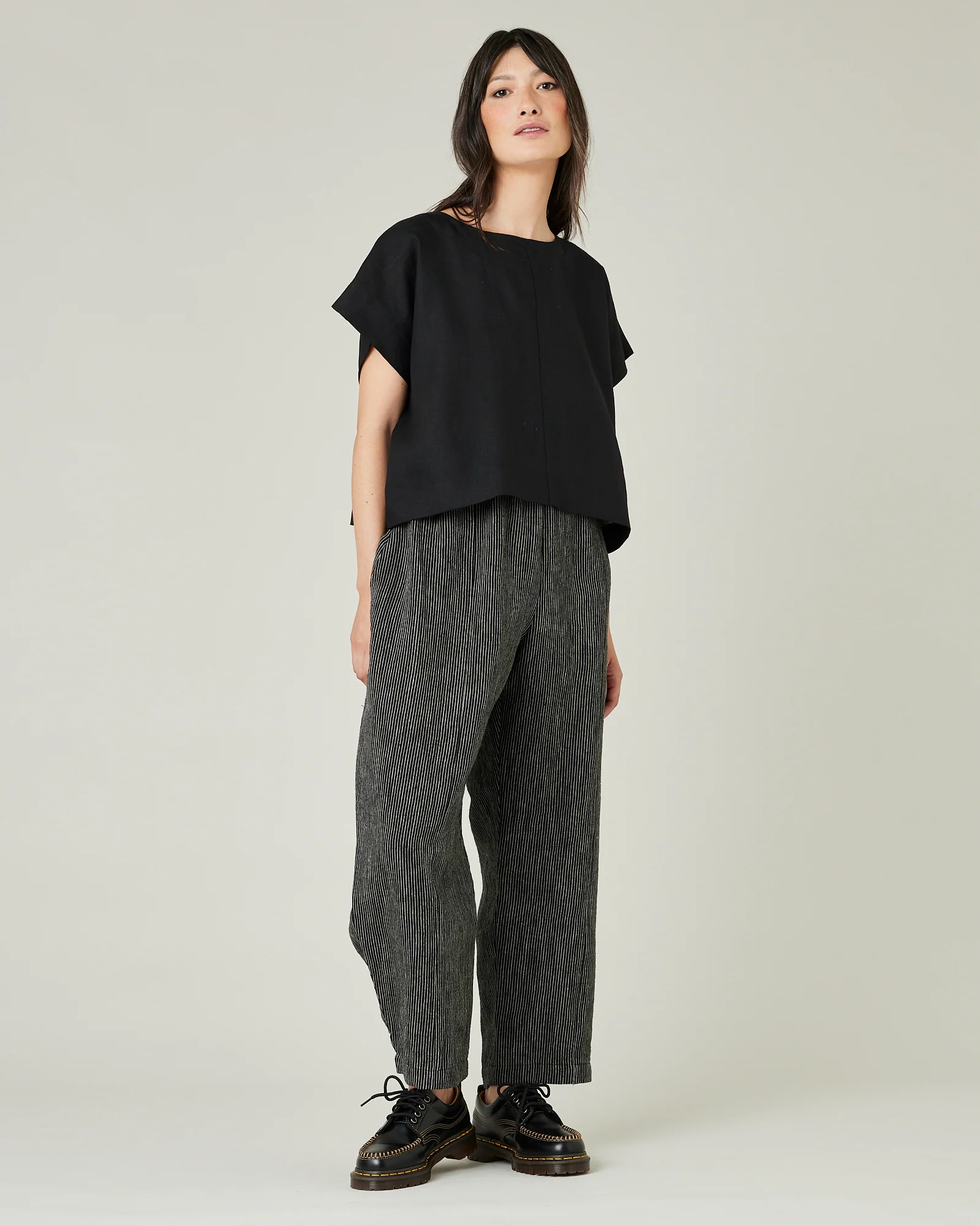 Mabel Black & Ecru Pencil Stripe Linen Trousers - Image 10