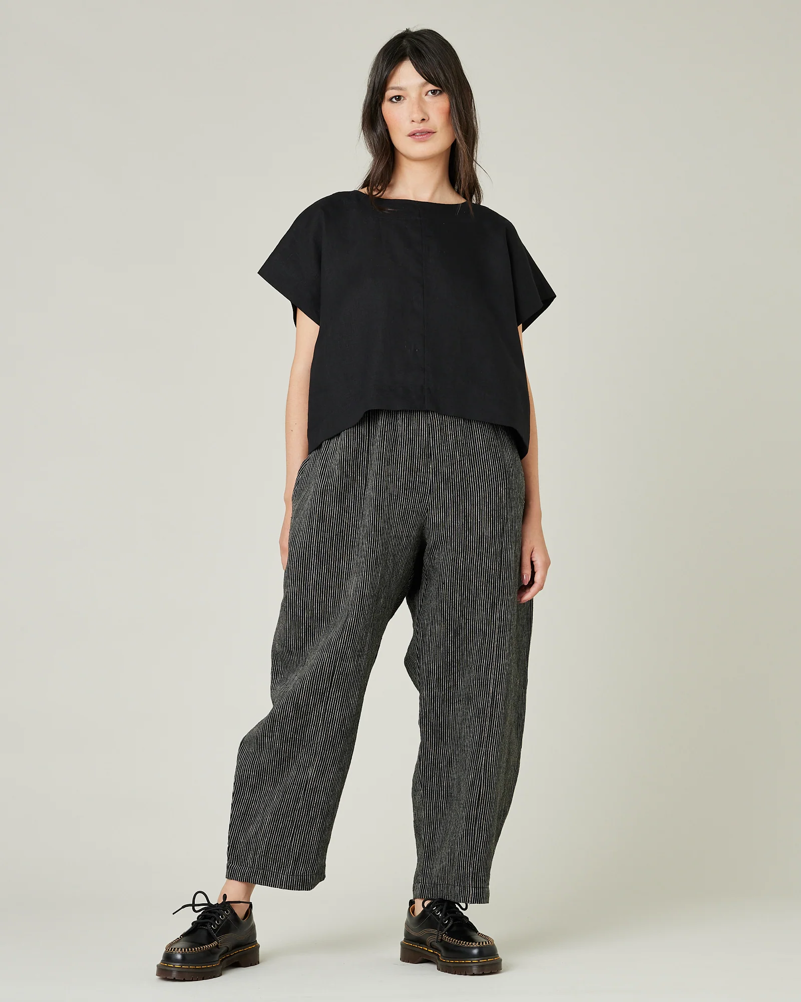 Mabel Black & Ecru Pencil Stripe Linen Trousers - Image 11