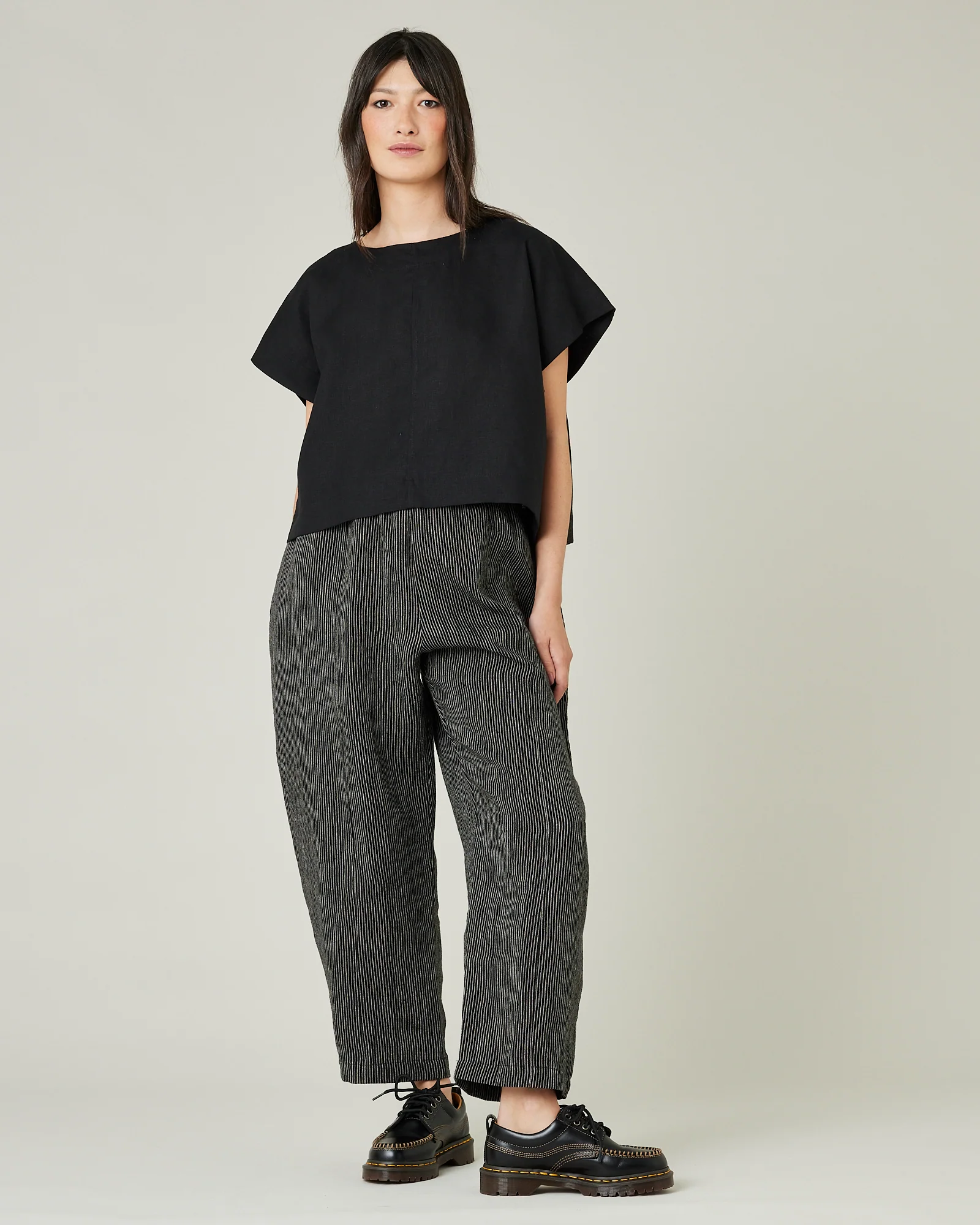 Mabel Black & Ecru Pencil Stripe Linen Trousers - Image 12
