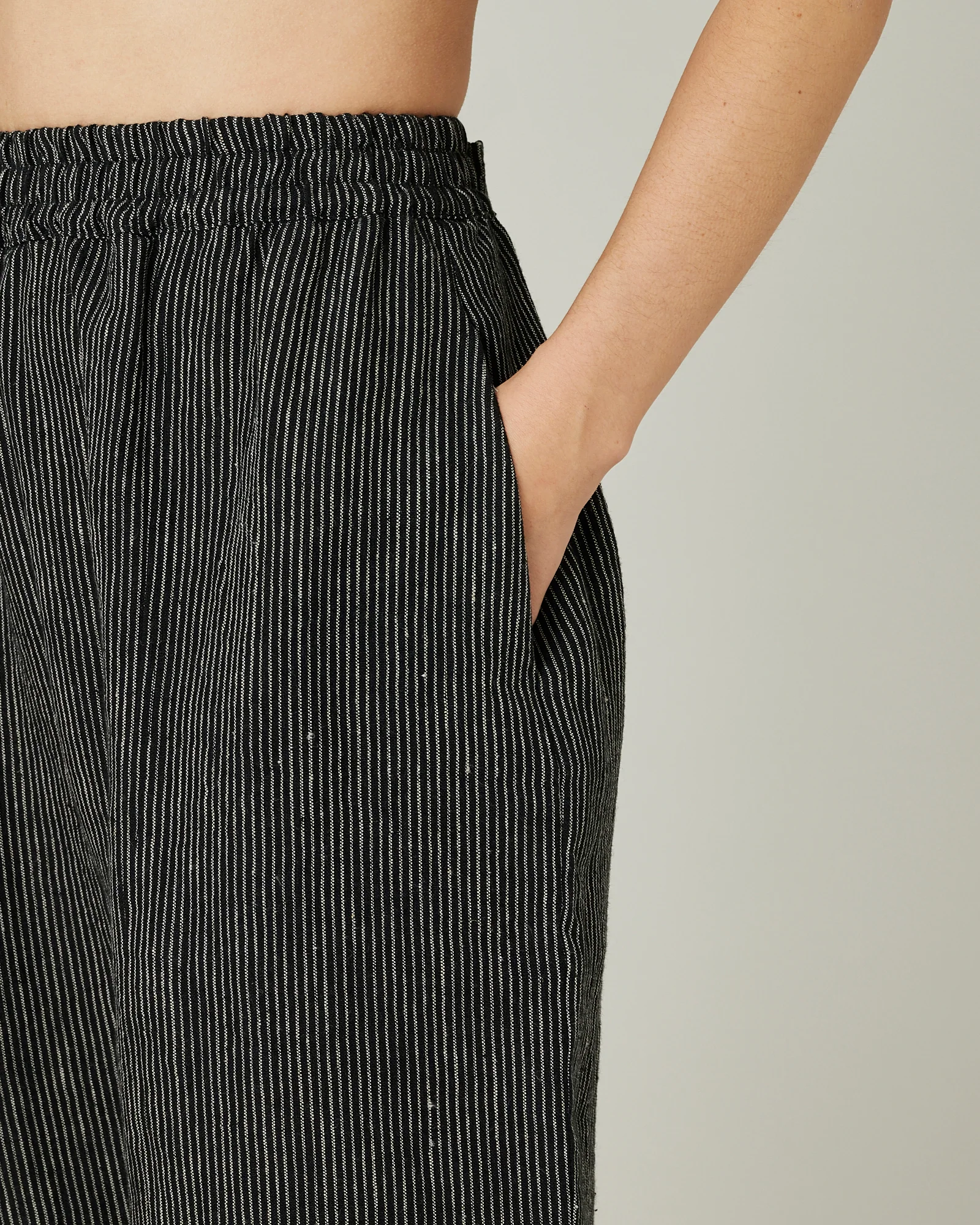 Mabel Black & Ecru Pencil Stripe Linen Trousers - Image 14