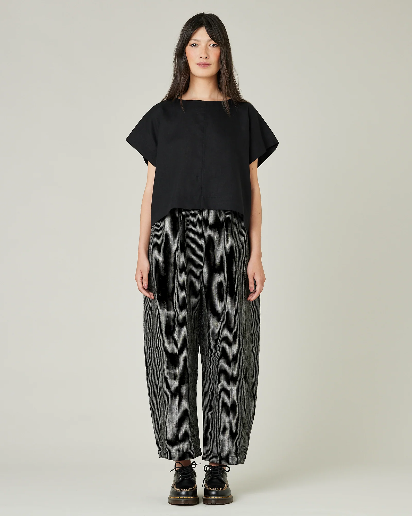 Mabel Black & Ecru Pencil Stripe Linen Trousers - Image 6