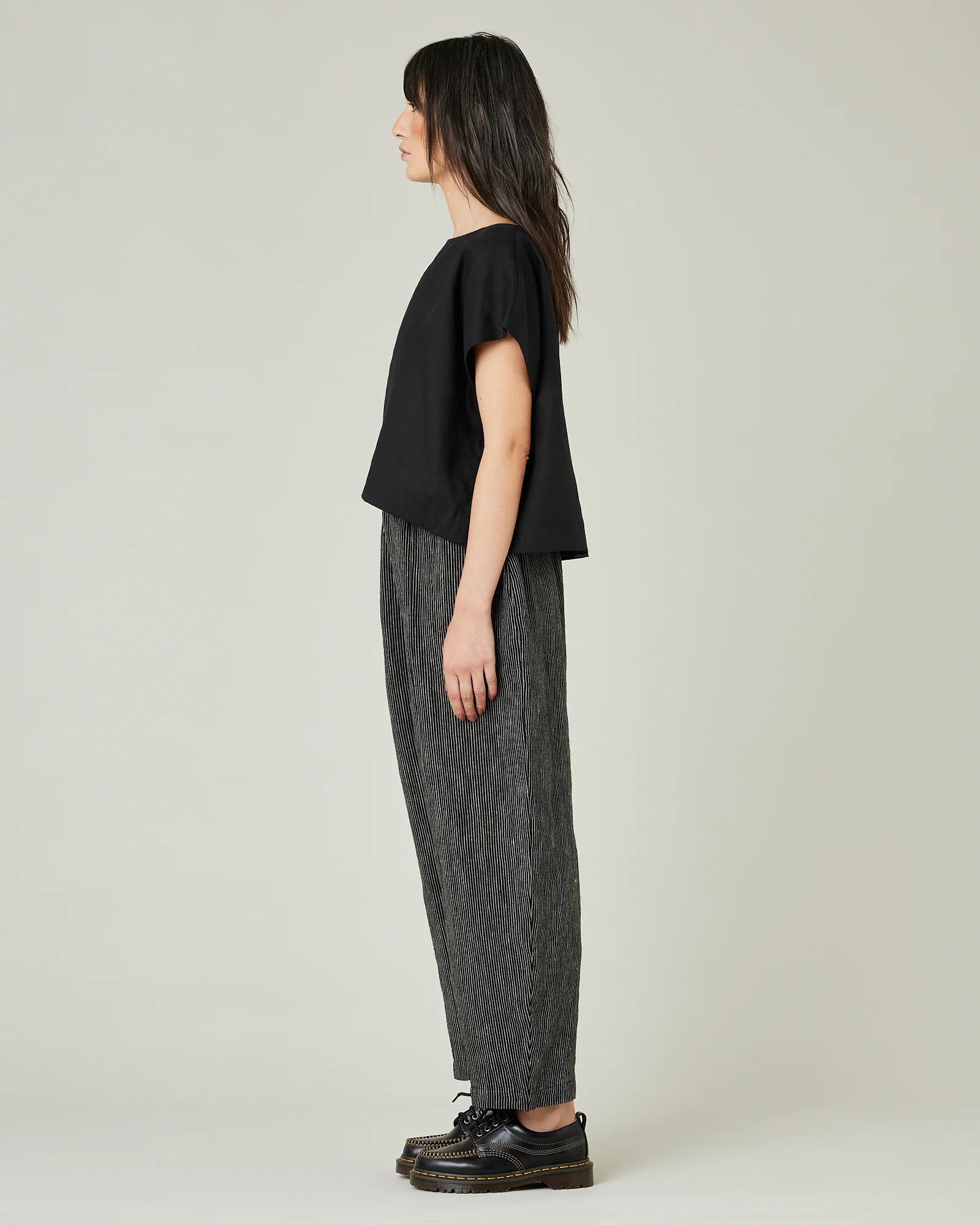 Mabel Black & Ecru Pencil Stripe Linen Trousers - Image 7