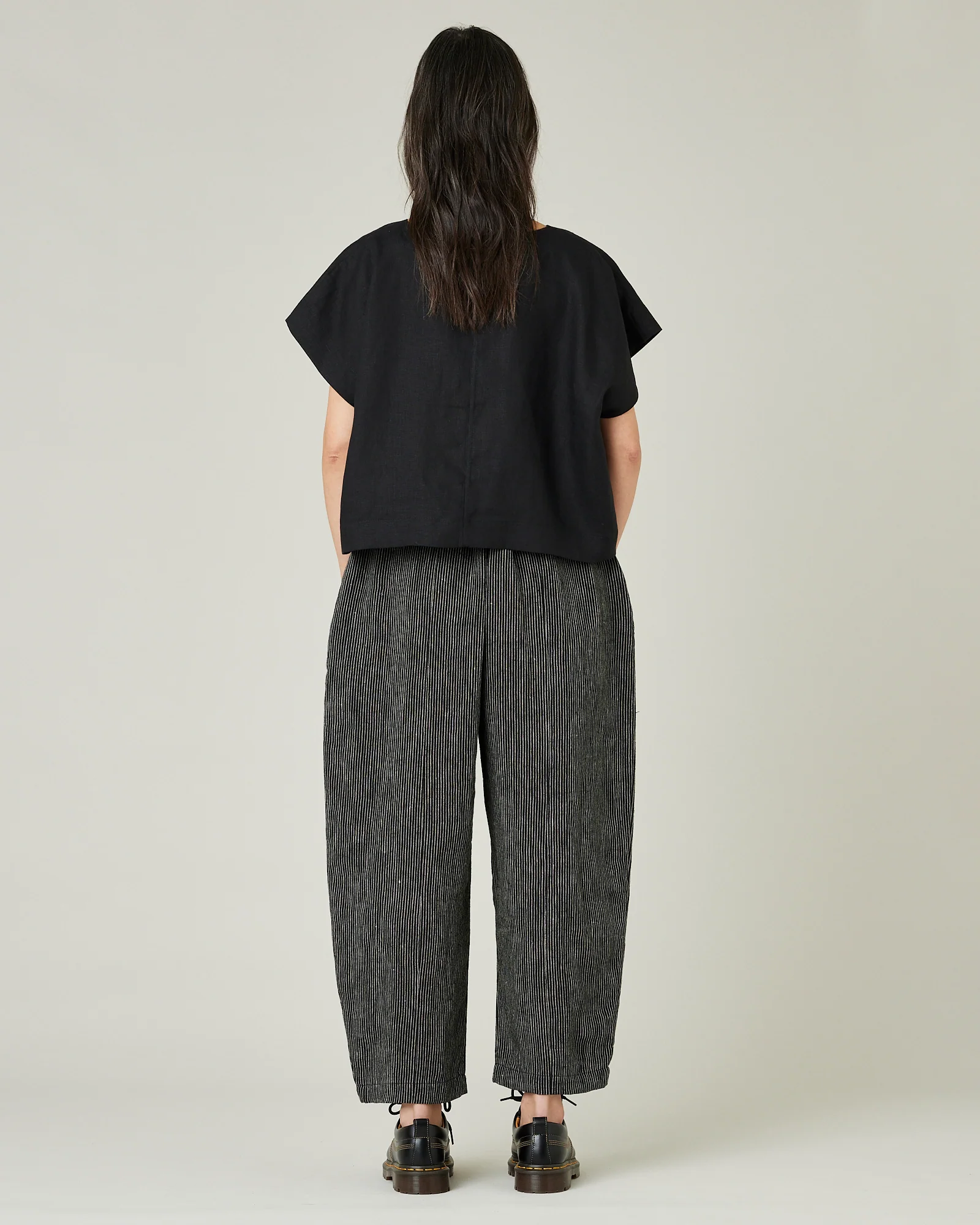 Mabel Black & Ecru Pencil Stripe Linen Trousers - Image 8