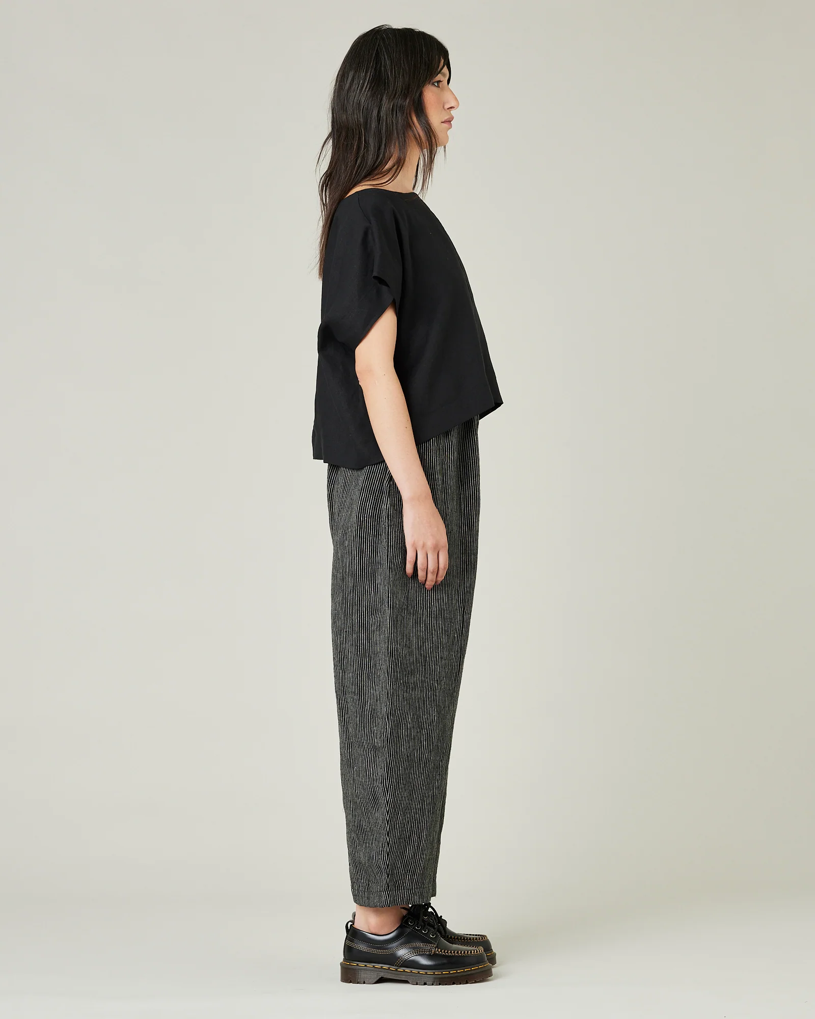 Mabel Black & Ecru Pencil Stripe Linen Trousers - Image 9
