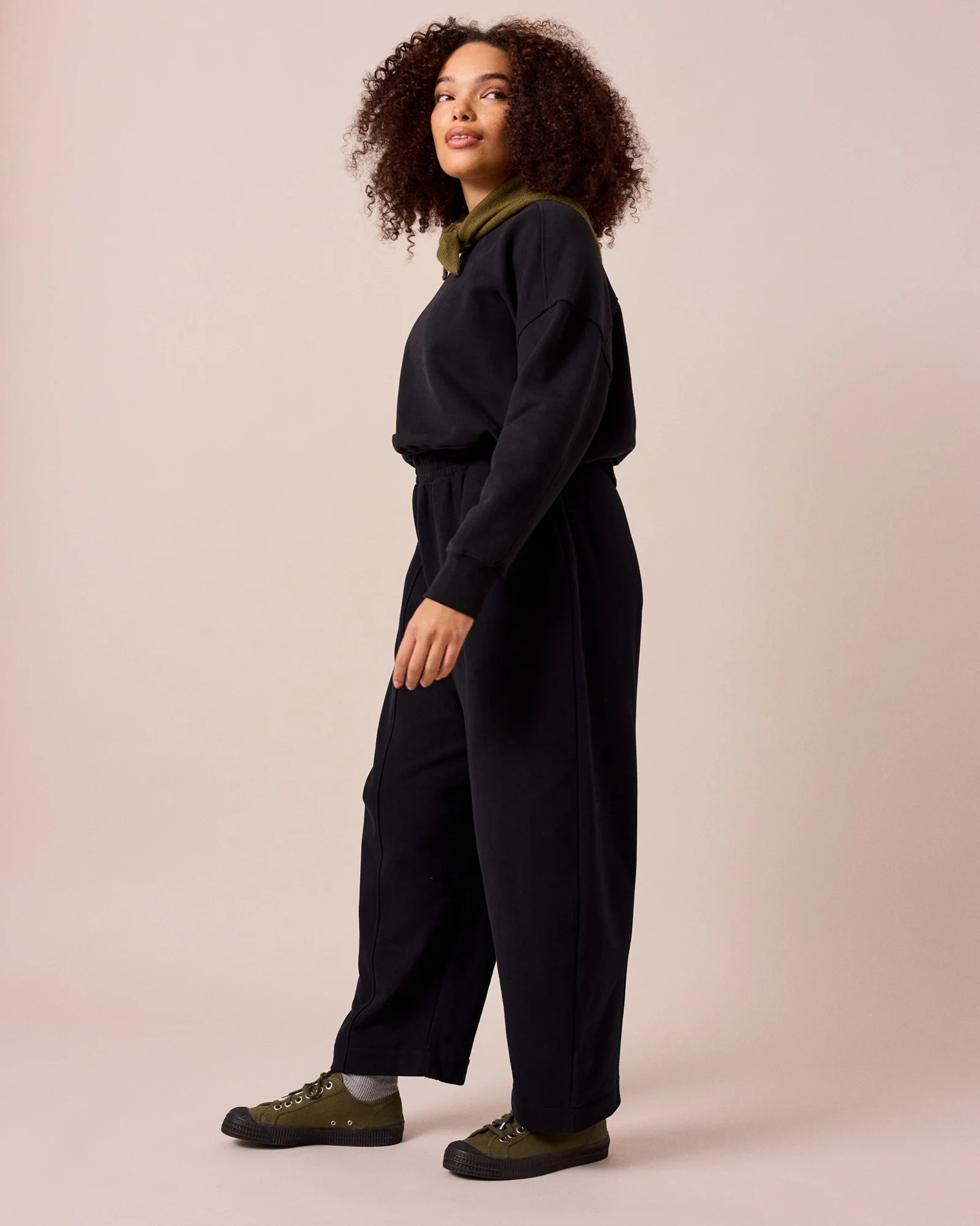 Mabel Black Fleeceback Jersey Trousers - Image 3