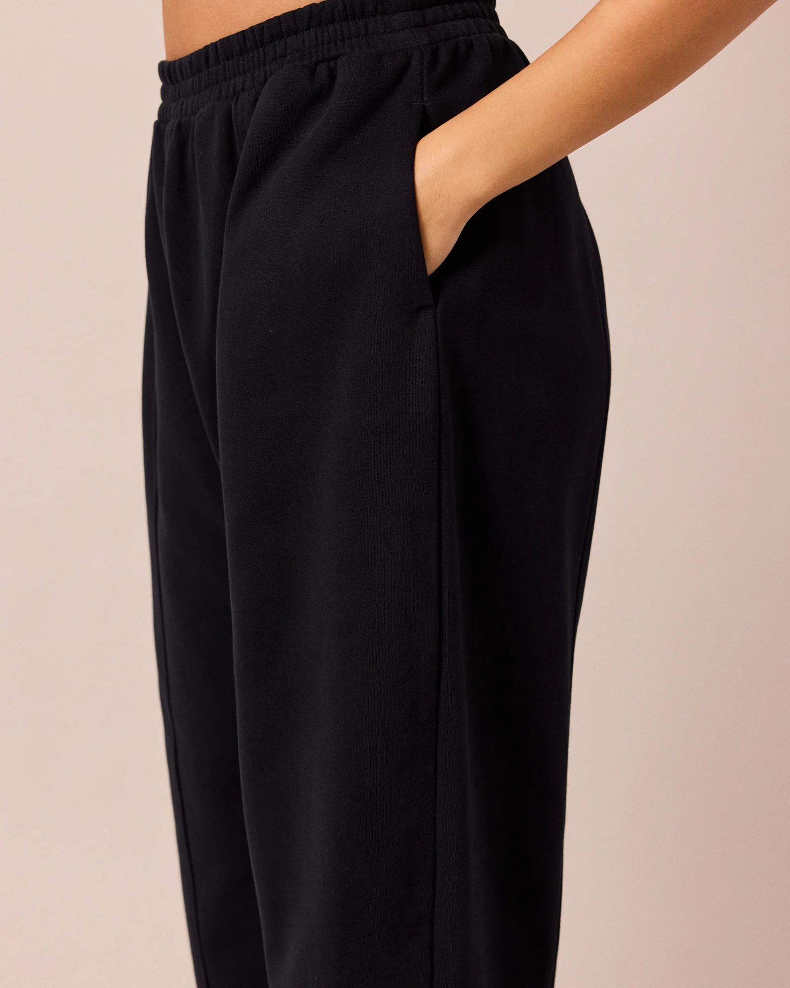 Mabel Black Fleeceback Jersey Trousers - Image 5