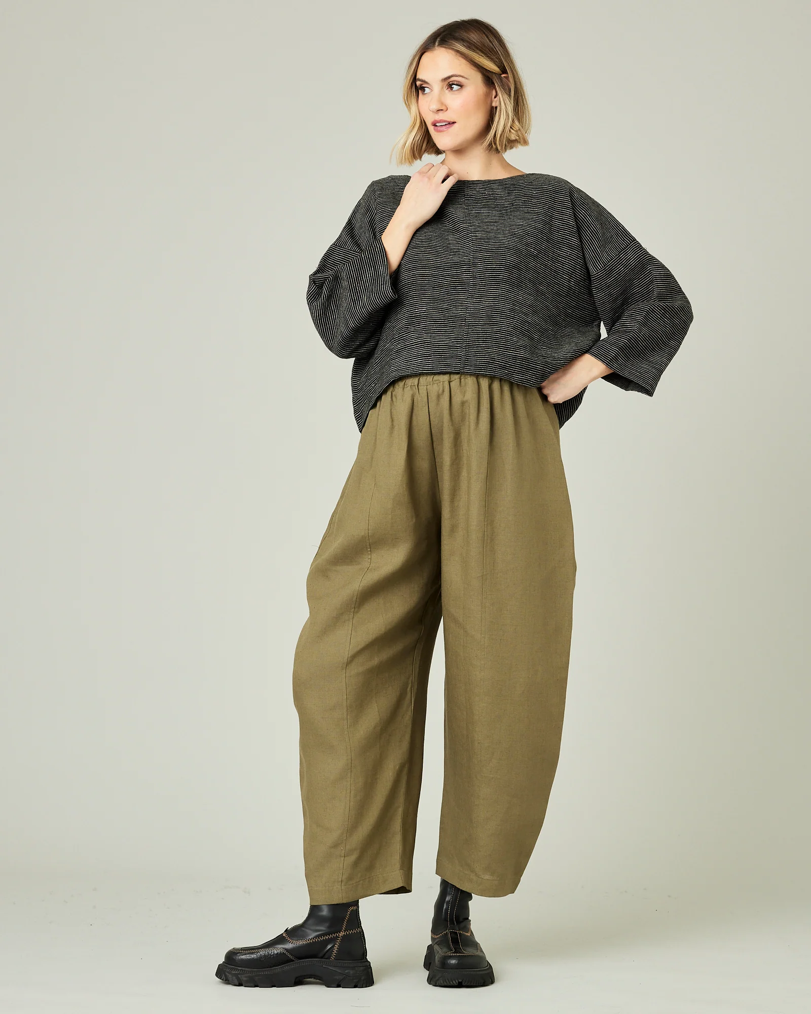 Mabel - Khaki Linen Trousers - Image 20