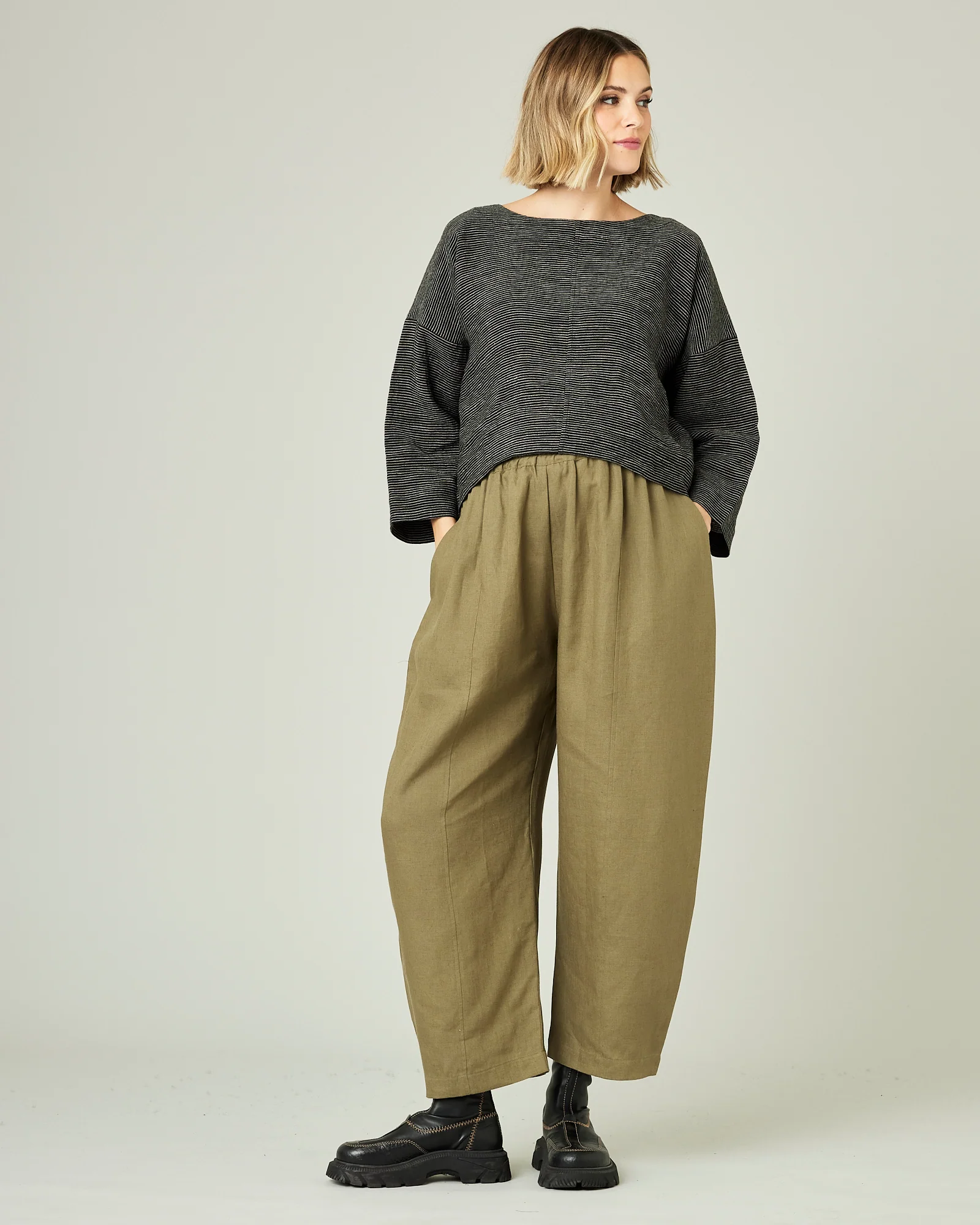 Mabel - Khaki Linen Trousers - Image 23