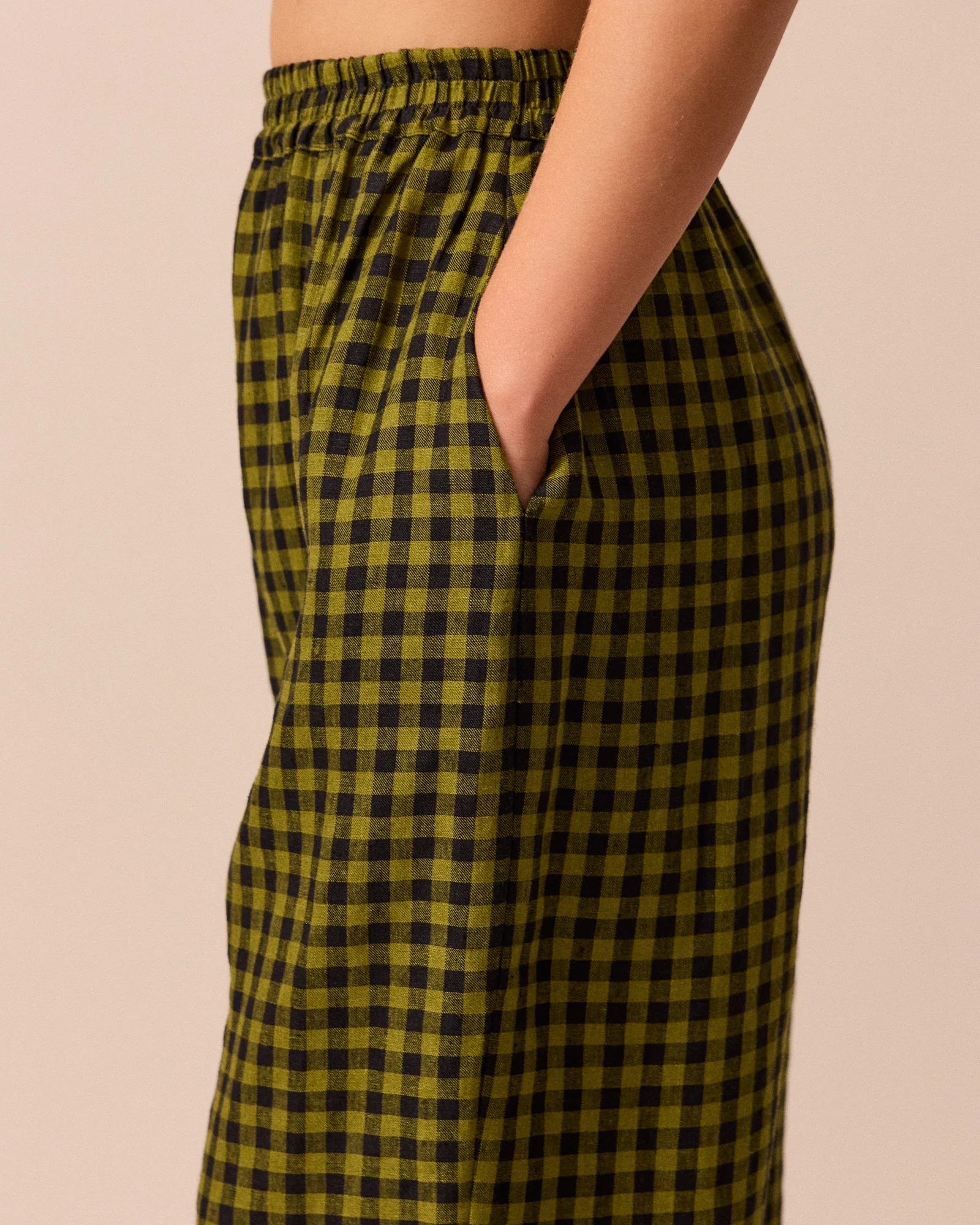 Mabel Green Gingham Linen Trousers - Image 5