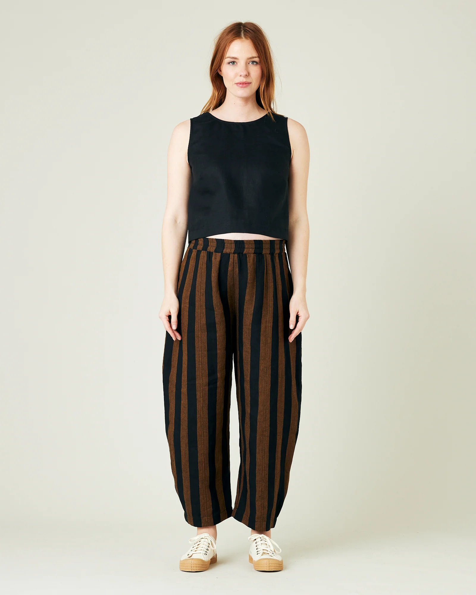Mabel Rust And Black Stripe Linen Trousers - Image 14