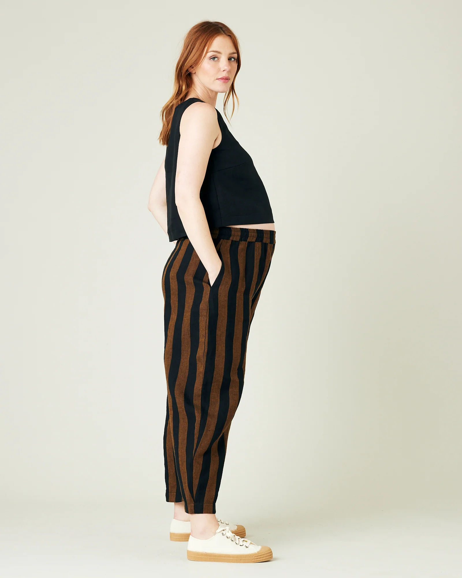Mabel Rust And Black Stripe Linen Trousers - Image 17