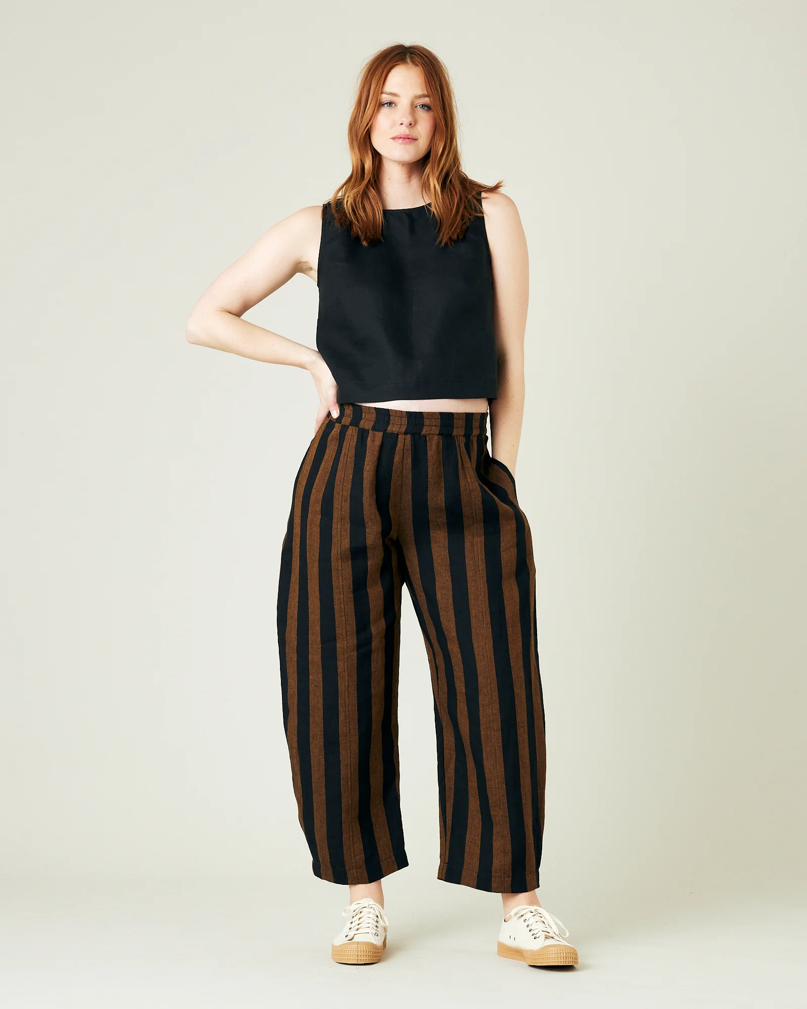 Mabel Rust And Black Stripe Linen Trousers - Image 19