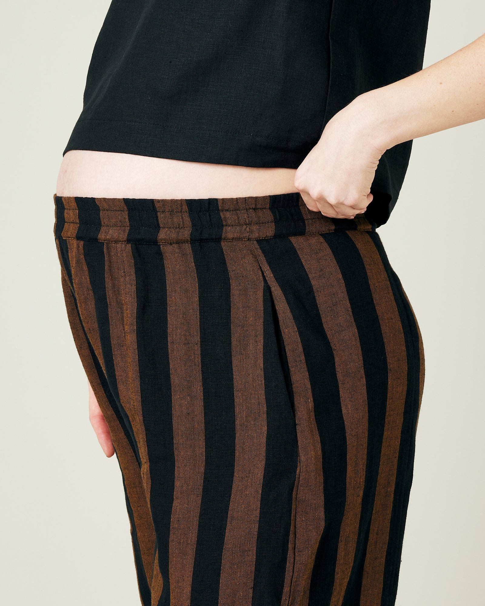 Mabel Rust And Black Stripe Linen Trousers - Image 21