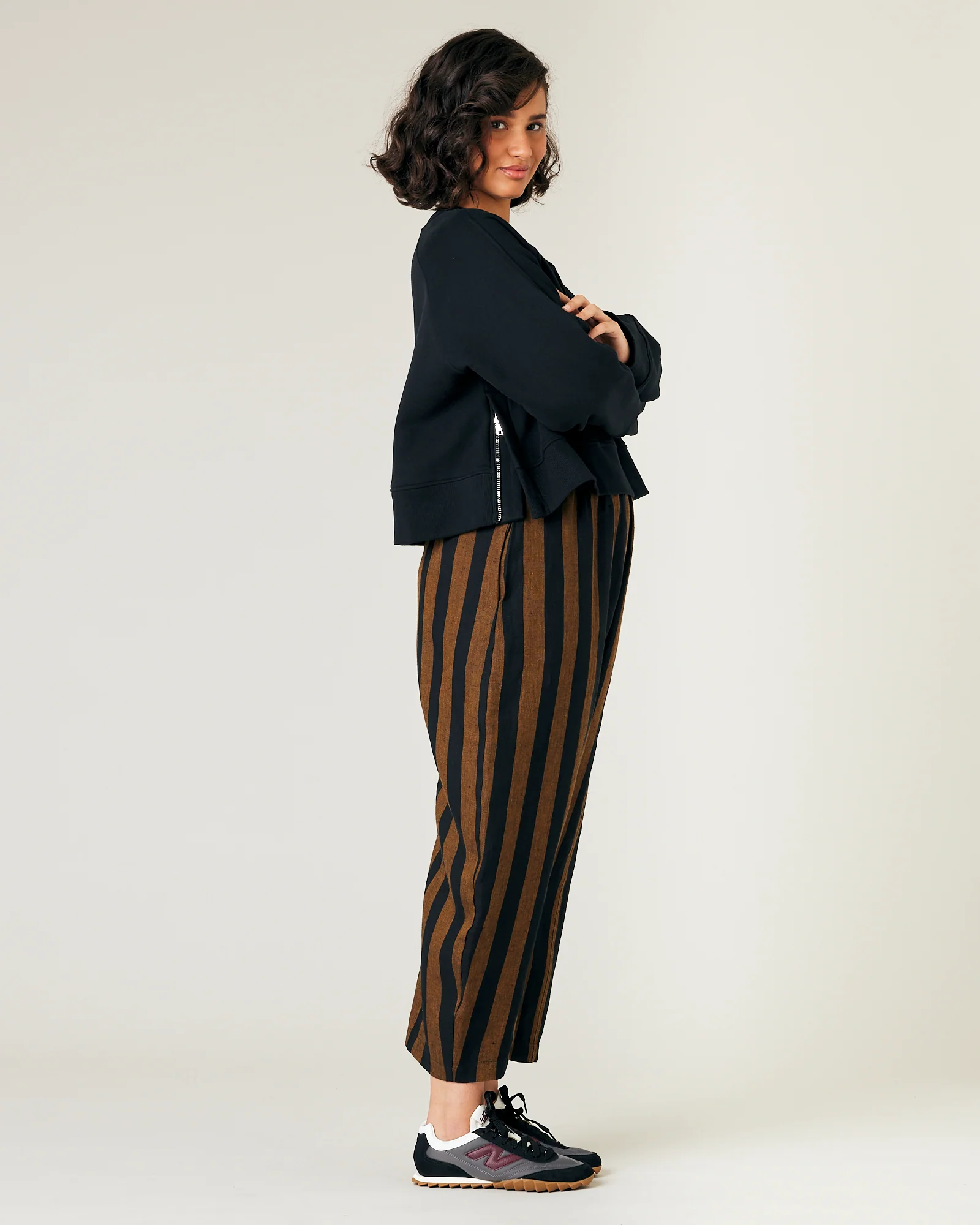 Mabel Rust And Black Stripe Linen Trousers - Image 29