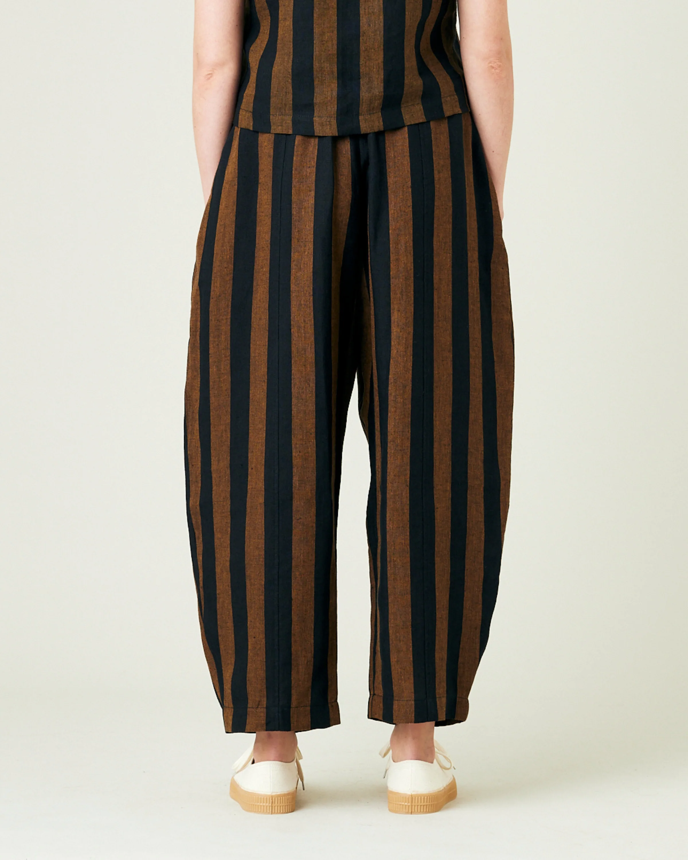 Mabel Rust And Black Stripe Linen Trousers - Image 3