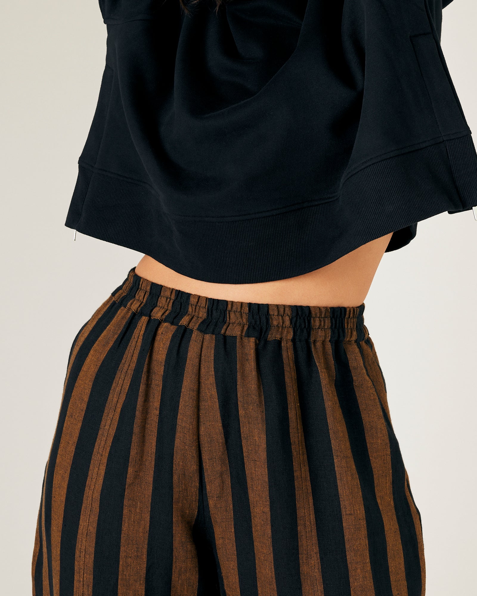 Mabel Rust And Black Stripe Linen Trousers - Image 30