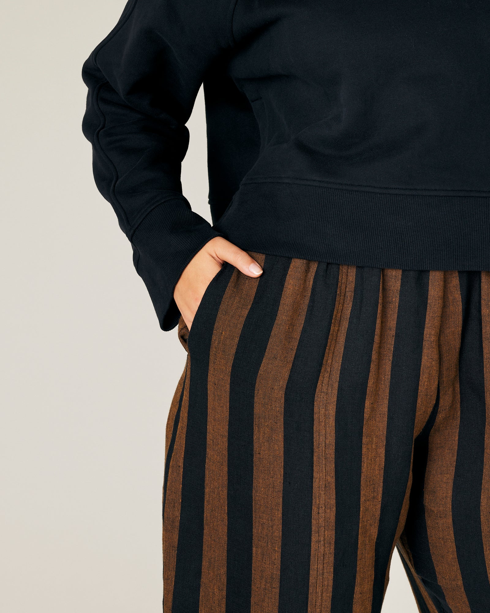 Mabel Rust And Black Stripe Linen Trousers - Image 31