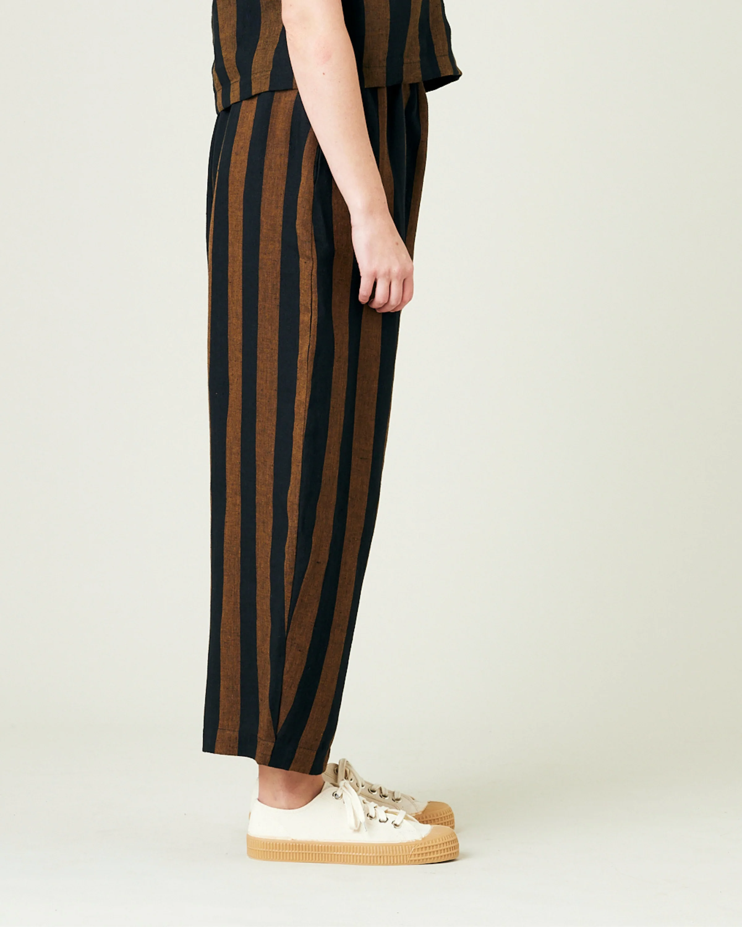 Mabel Rust And Black Stripe Linen Trousers - Image 4