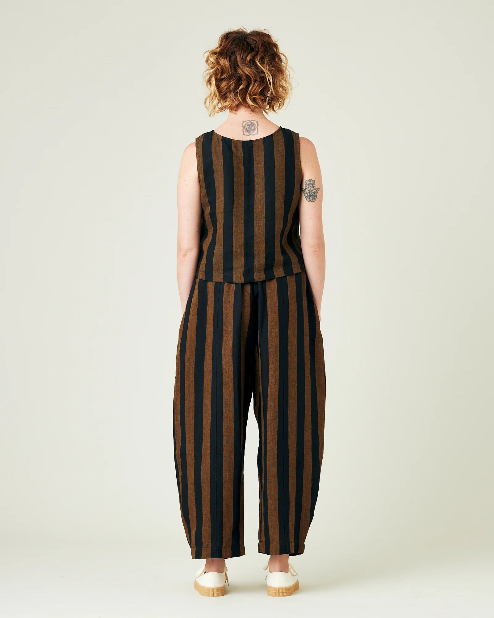 Mabel Rust And Black Stripe Linen Trousers - Image 7