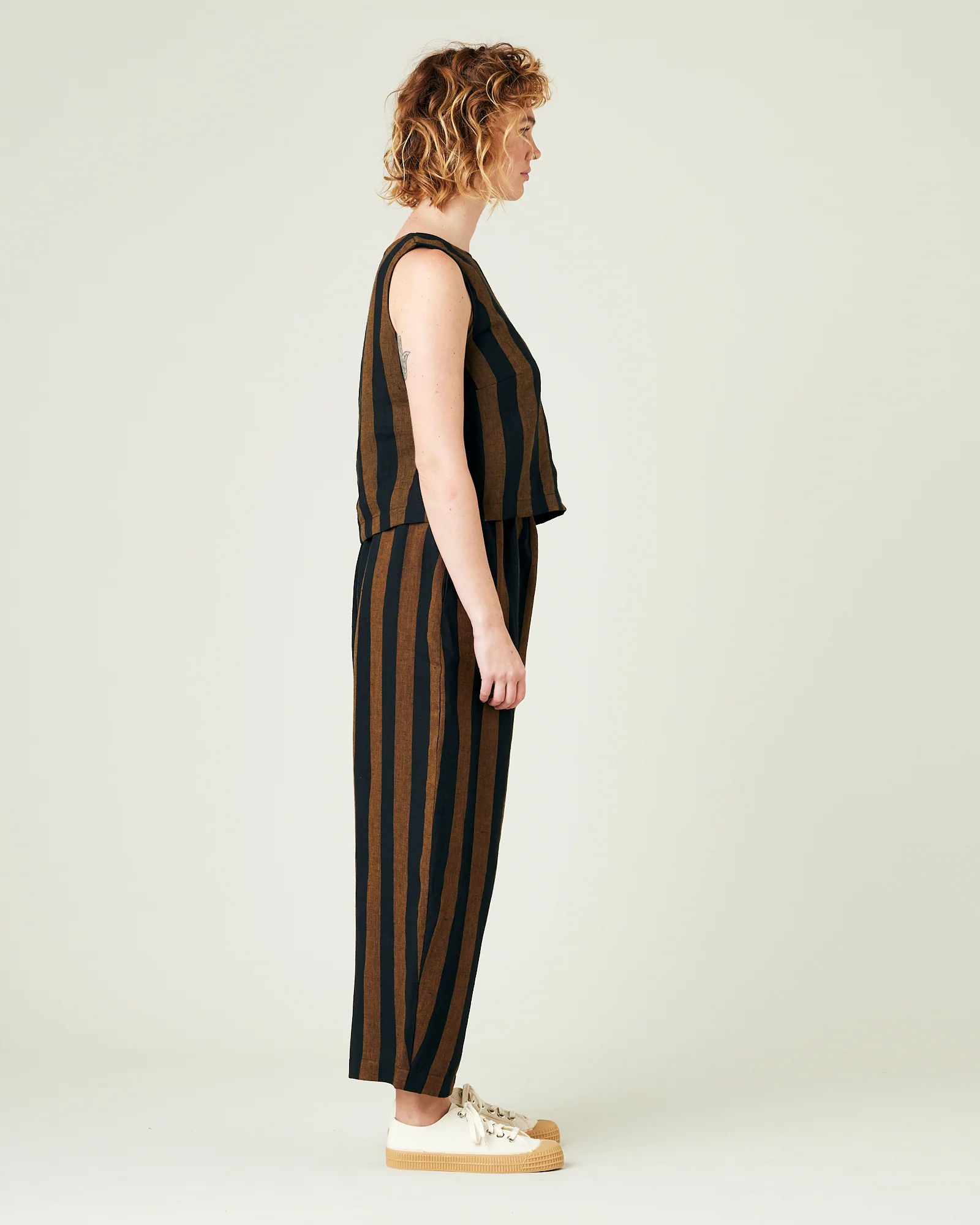Mabel Rust And Black Stripe Linen Trousers - Image 8