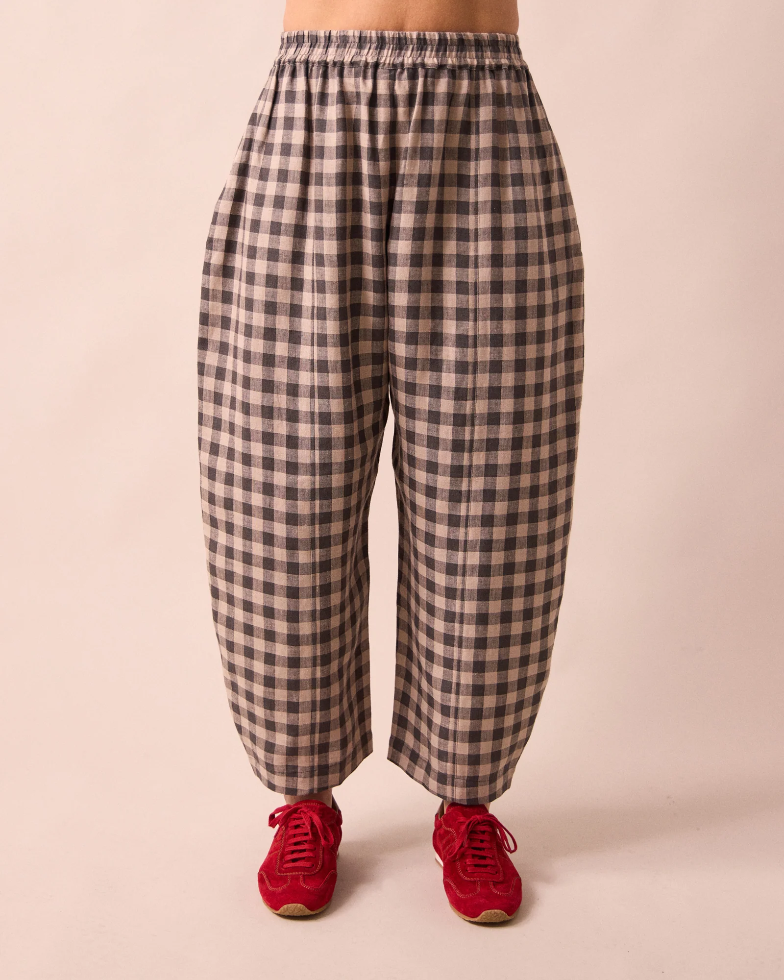 Mabel Stone Gingham Linen Trousers - Image 3
