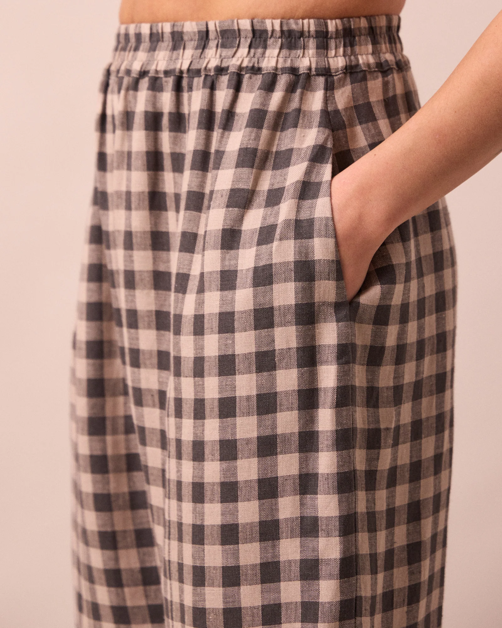Mabel Stone Gingham Linen Trousers - Image 5