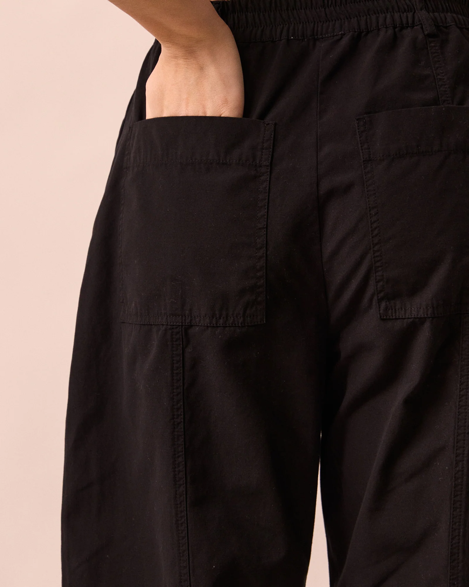 Millie Black Cotton Trousers - Image 3
