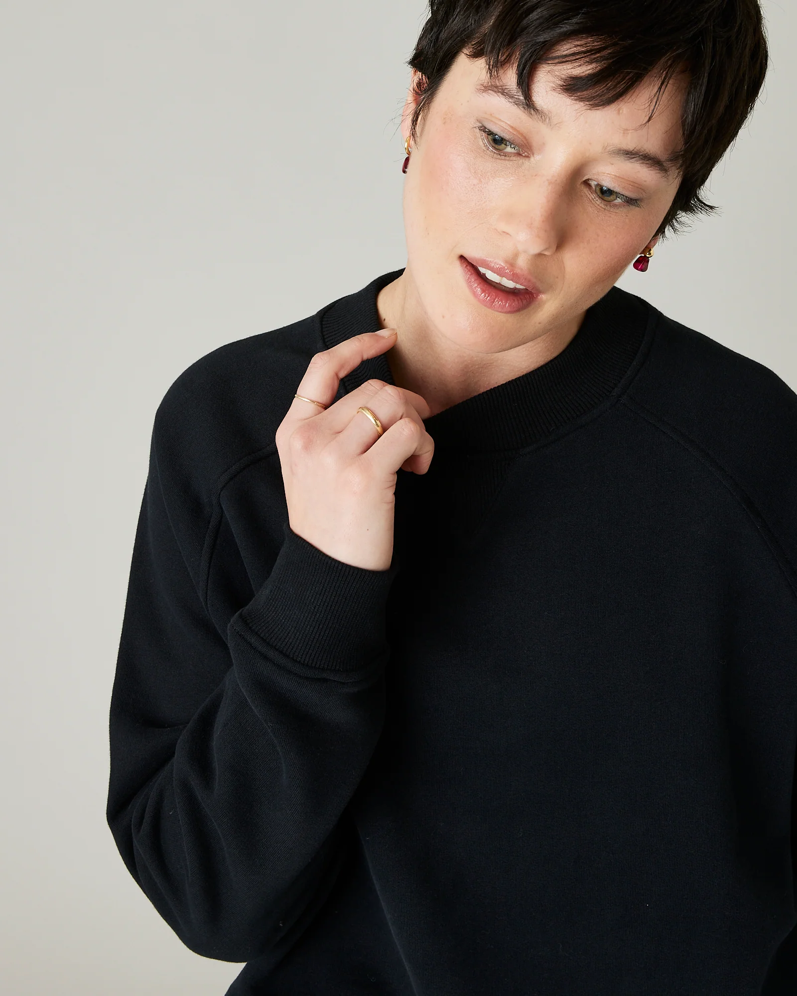 Noa Black Fleeceback Jersey Jumper - Image 13