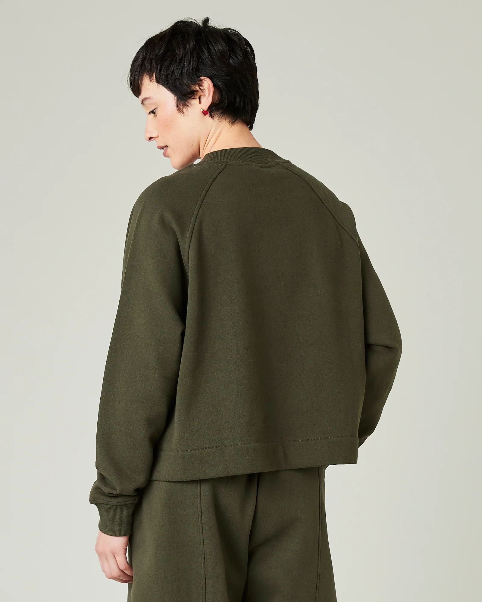 Noa Olive Fleeceback Jersey Jumper - Image 3