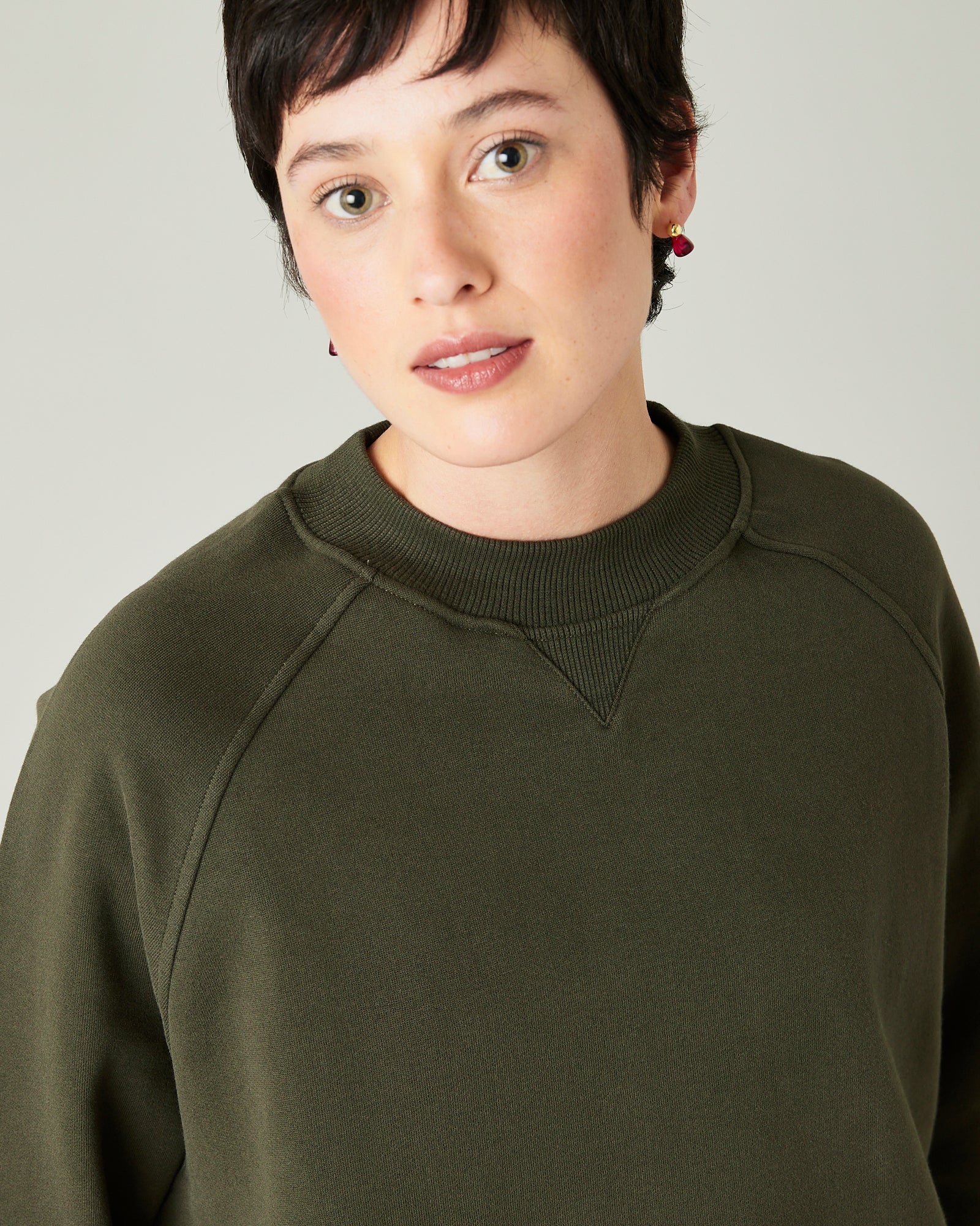 Noa Olive Fleeceback Jersey Jumper - Image 5