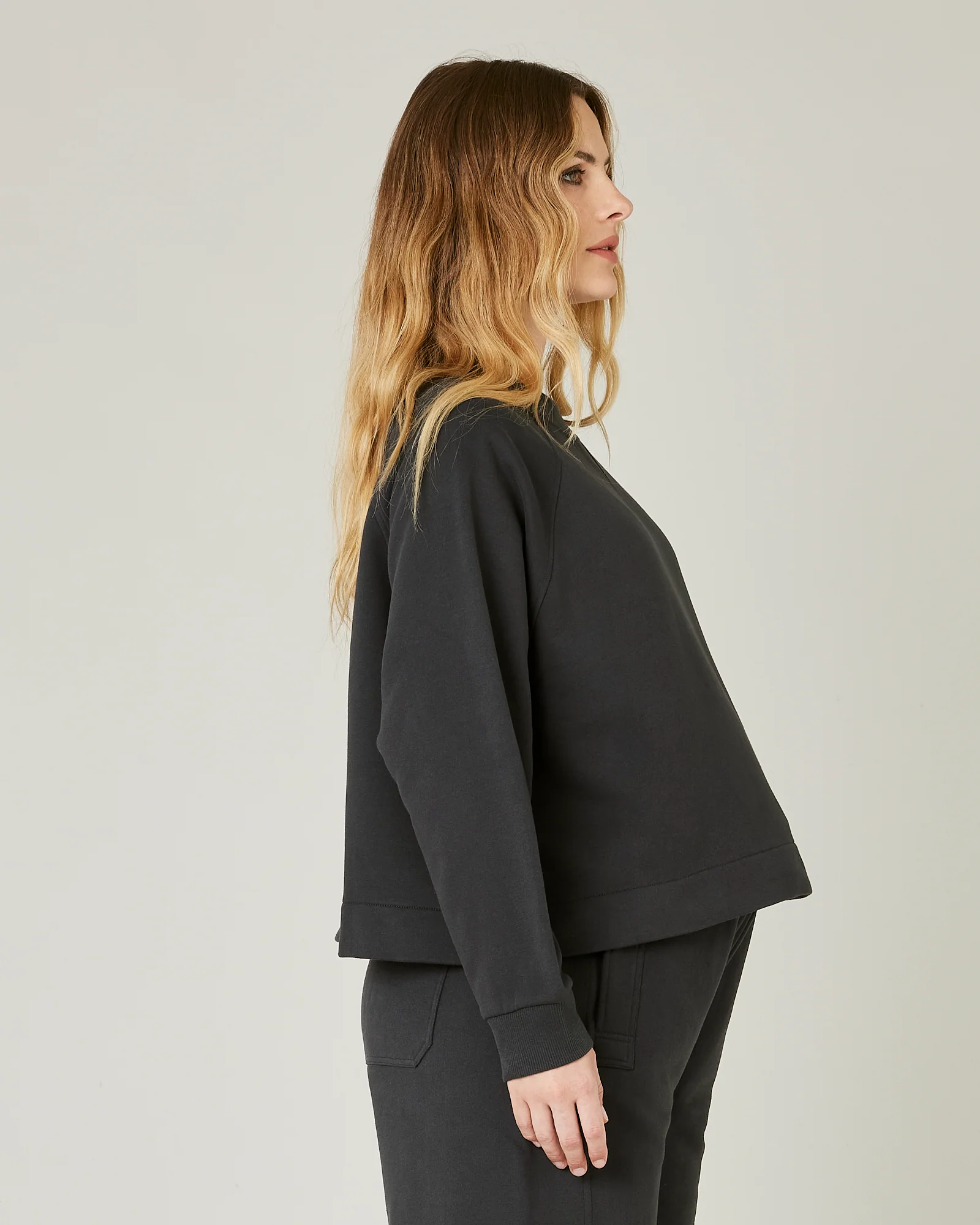 Noa Slate Fleeceback Jersey Jumper - Image 12
