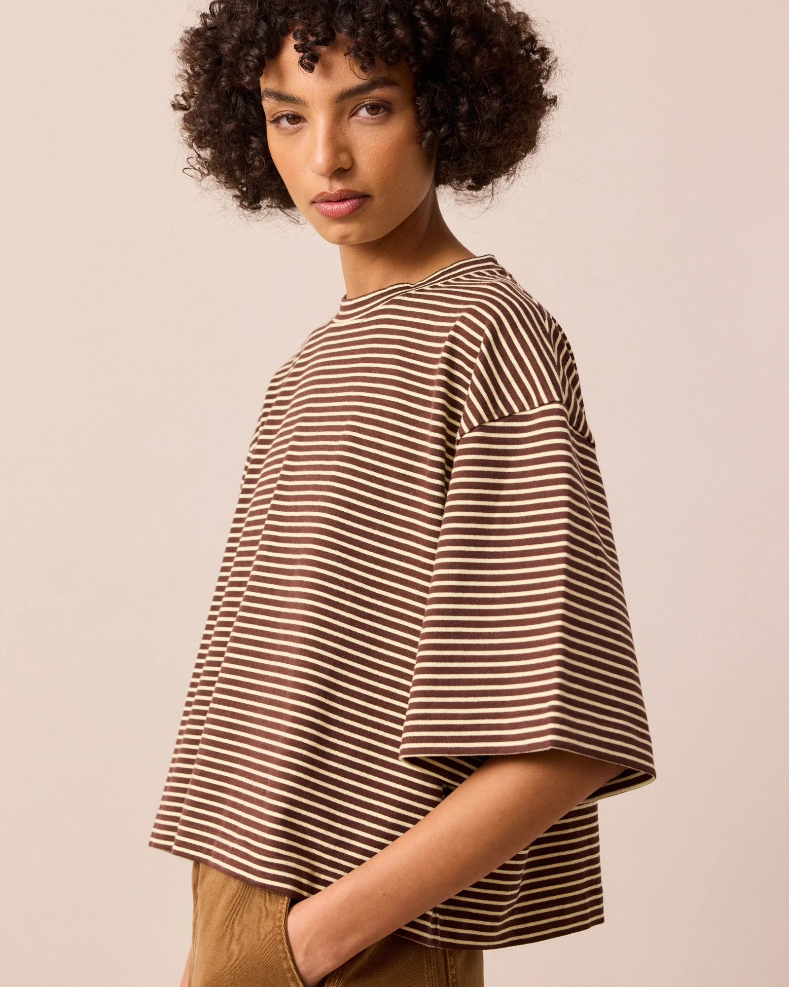 Nova Brown & Butter Stripe Jersey T-Shirt - Image 3
