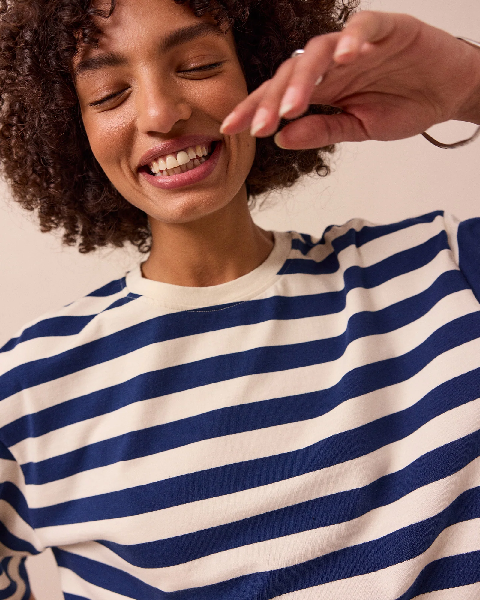 Nova Ecru & French Navy Stripe Jersey T-Shirt - Image 3