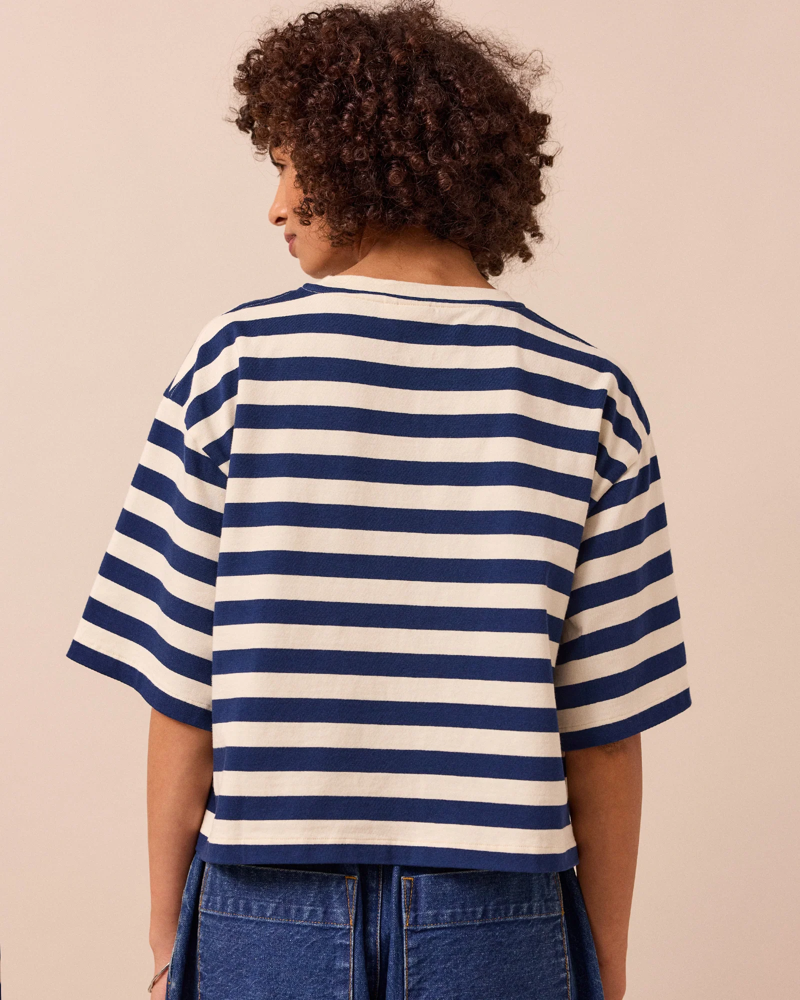 Nova Ecru & French Navy Stripe Jersey T-Shirt - Image 4
