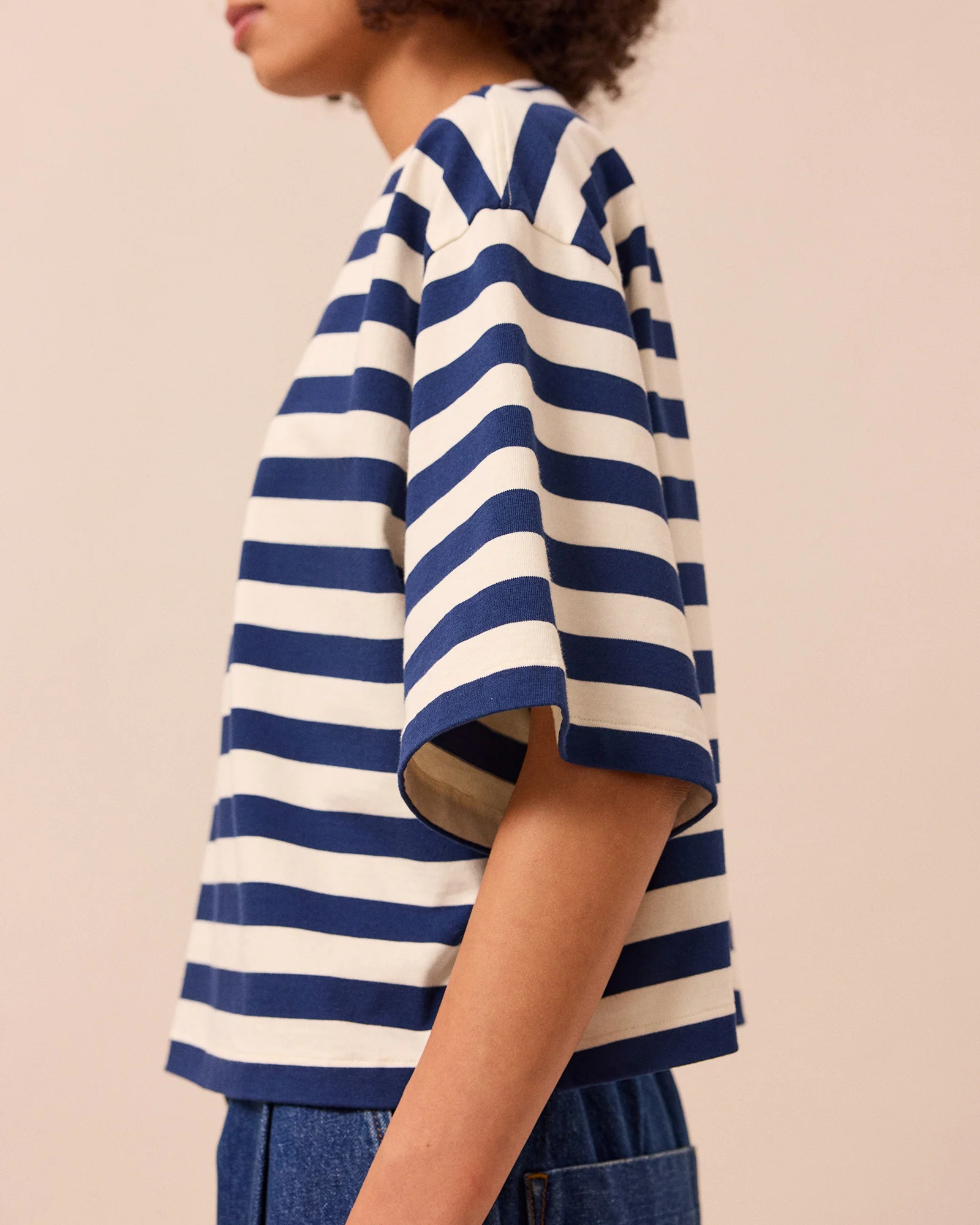 Nova Ecru & French Navy Stripe Jersey T-Shirt - Image 5