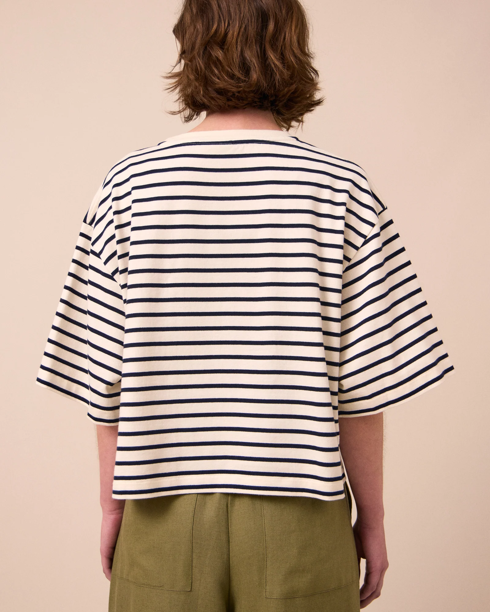 Nova Ecru & Ink Stripe Jersey Top - Image 3