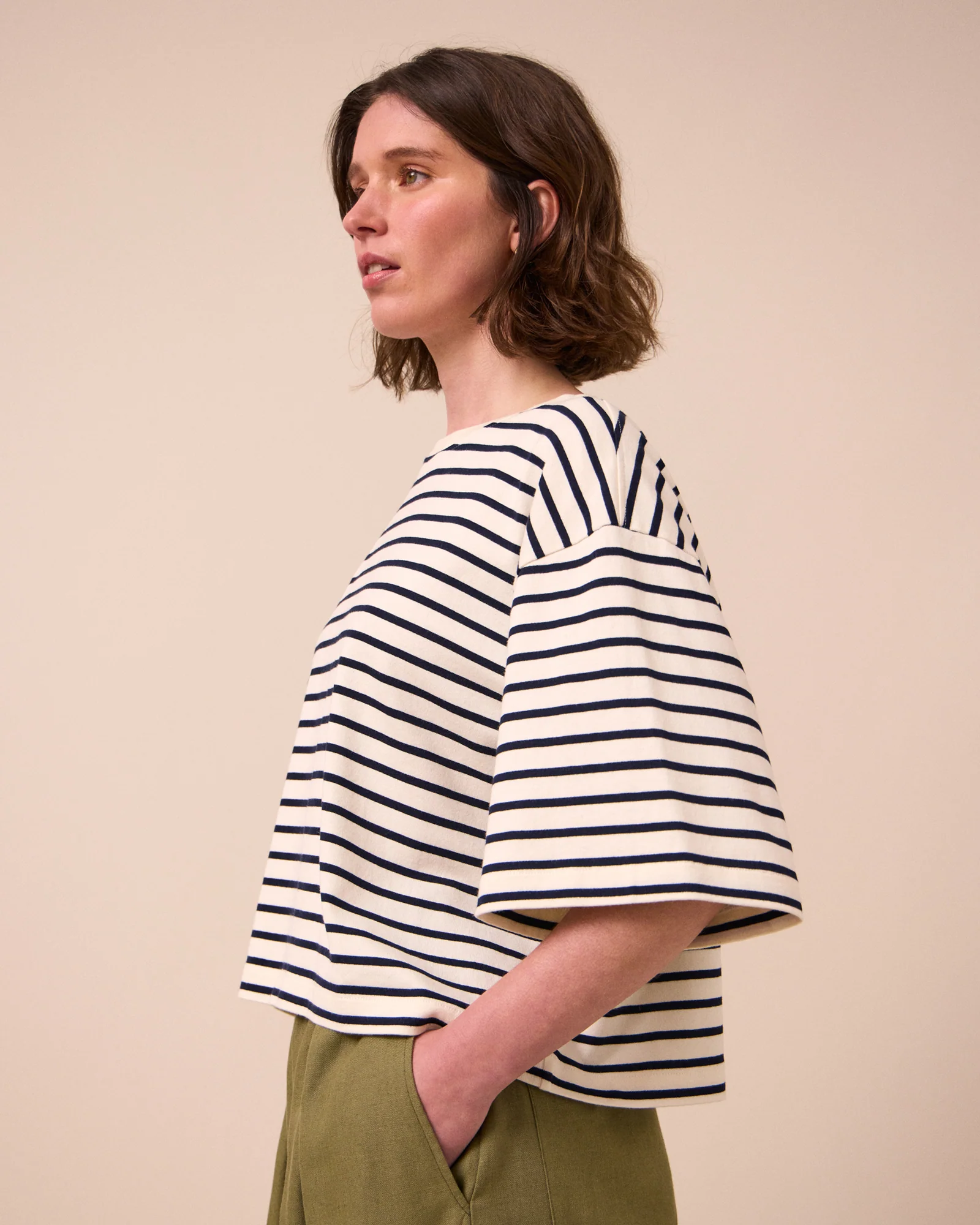 Nova Ecru & Ink Stripe Jersey Top - Image 4